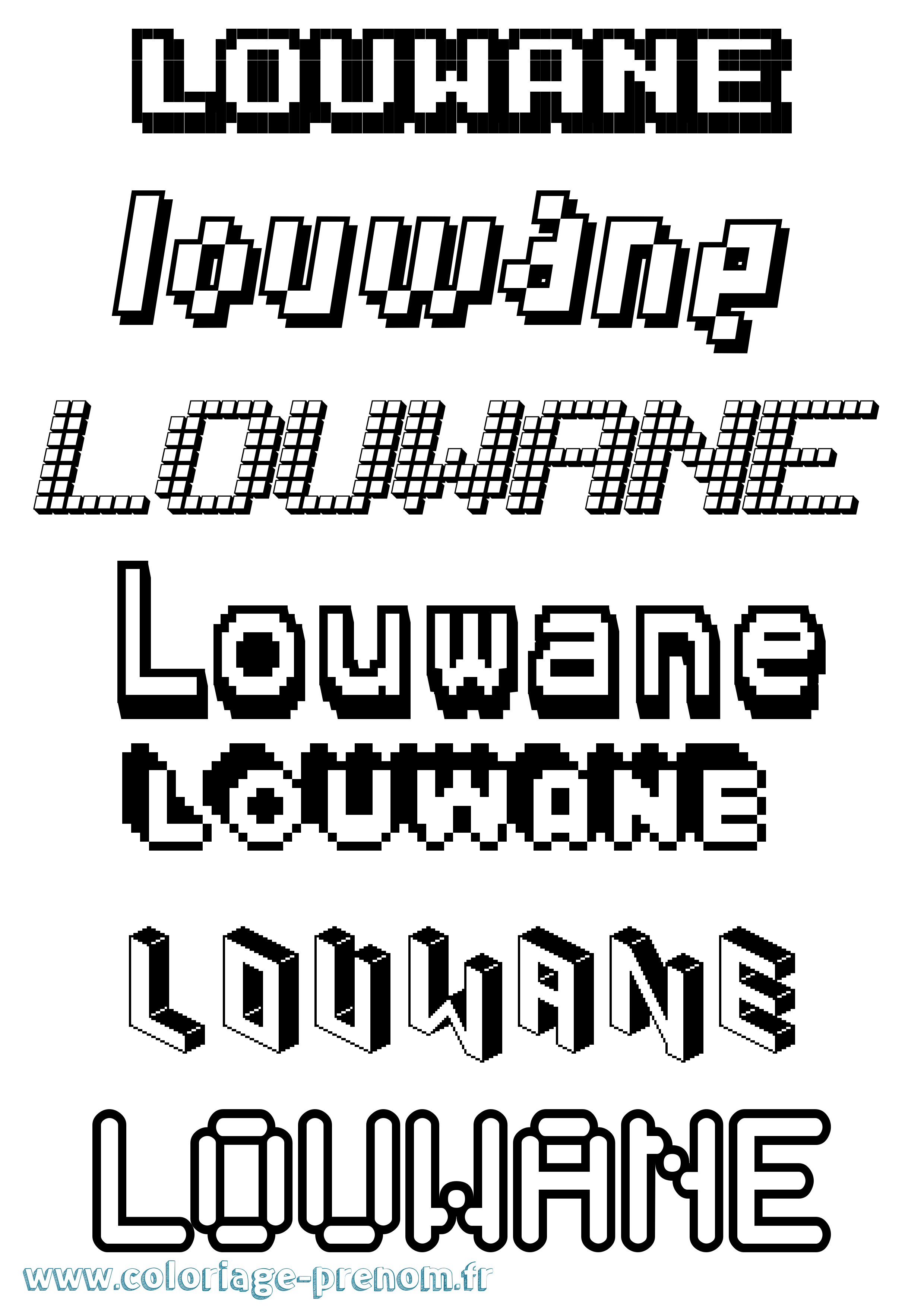 Coloriage Louwane Pixel Coloriage prénom Louwane Pixel