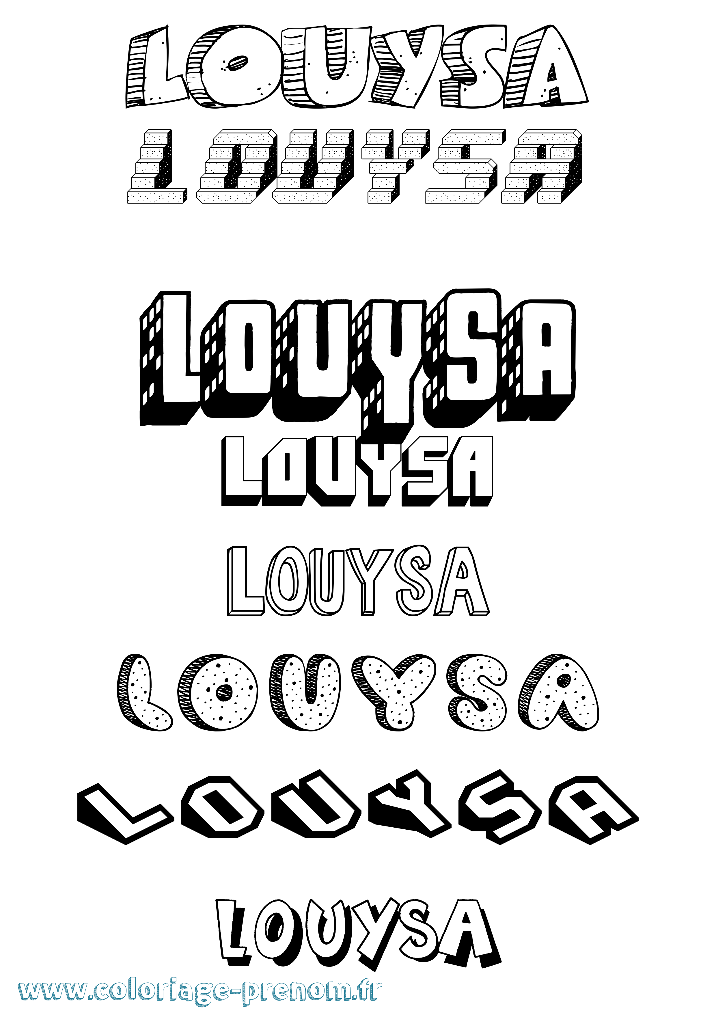 Coloriage Louysa Effet 3D Coloriage prénom Louysa Effet 3D