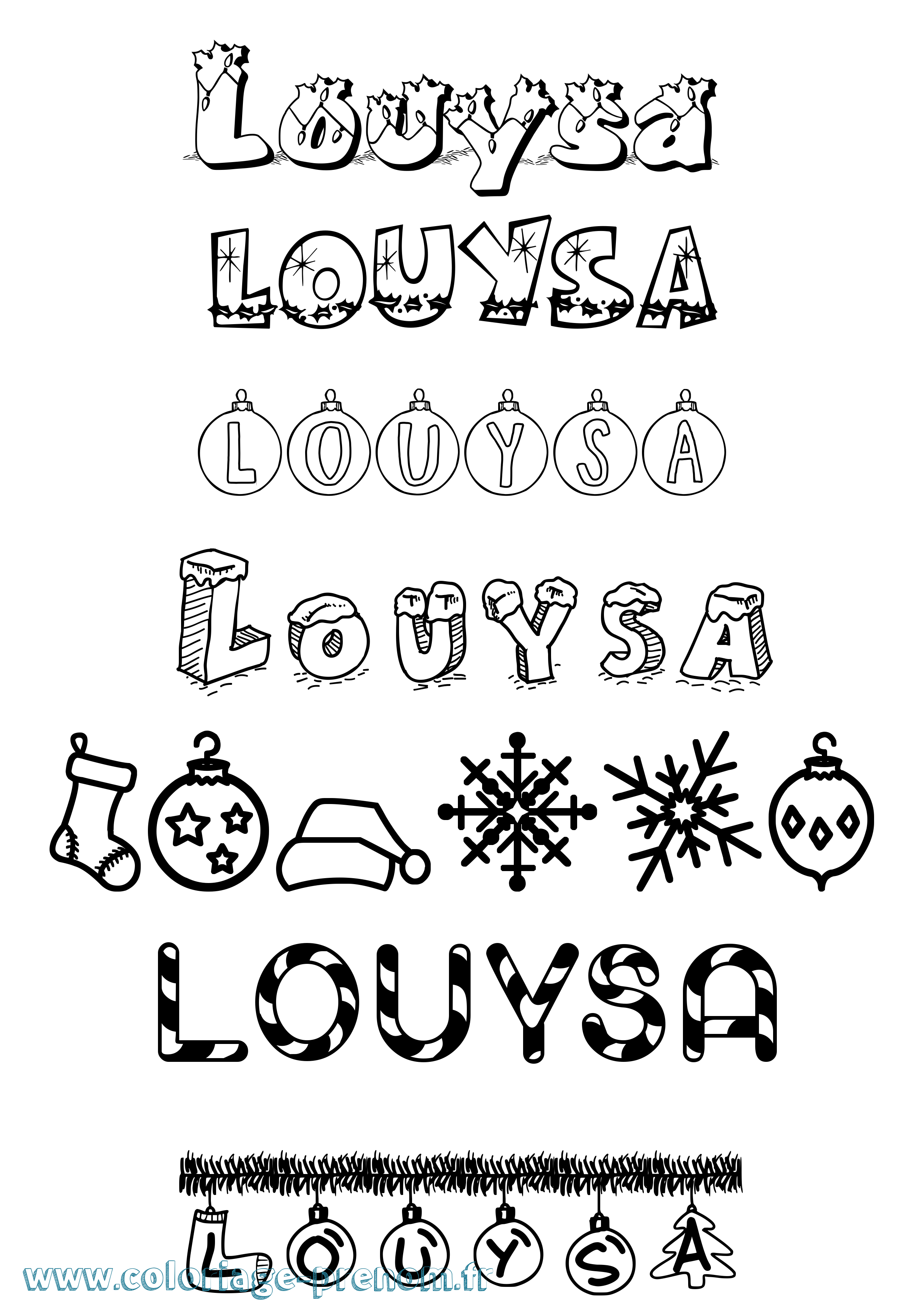 Coloriage Louysa Noël Coloriage prénom Louysa Noël