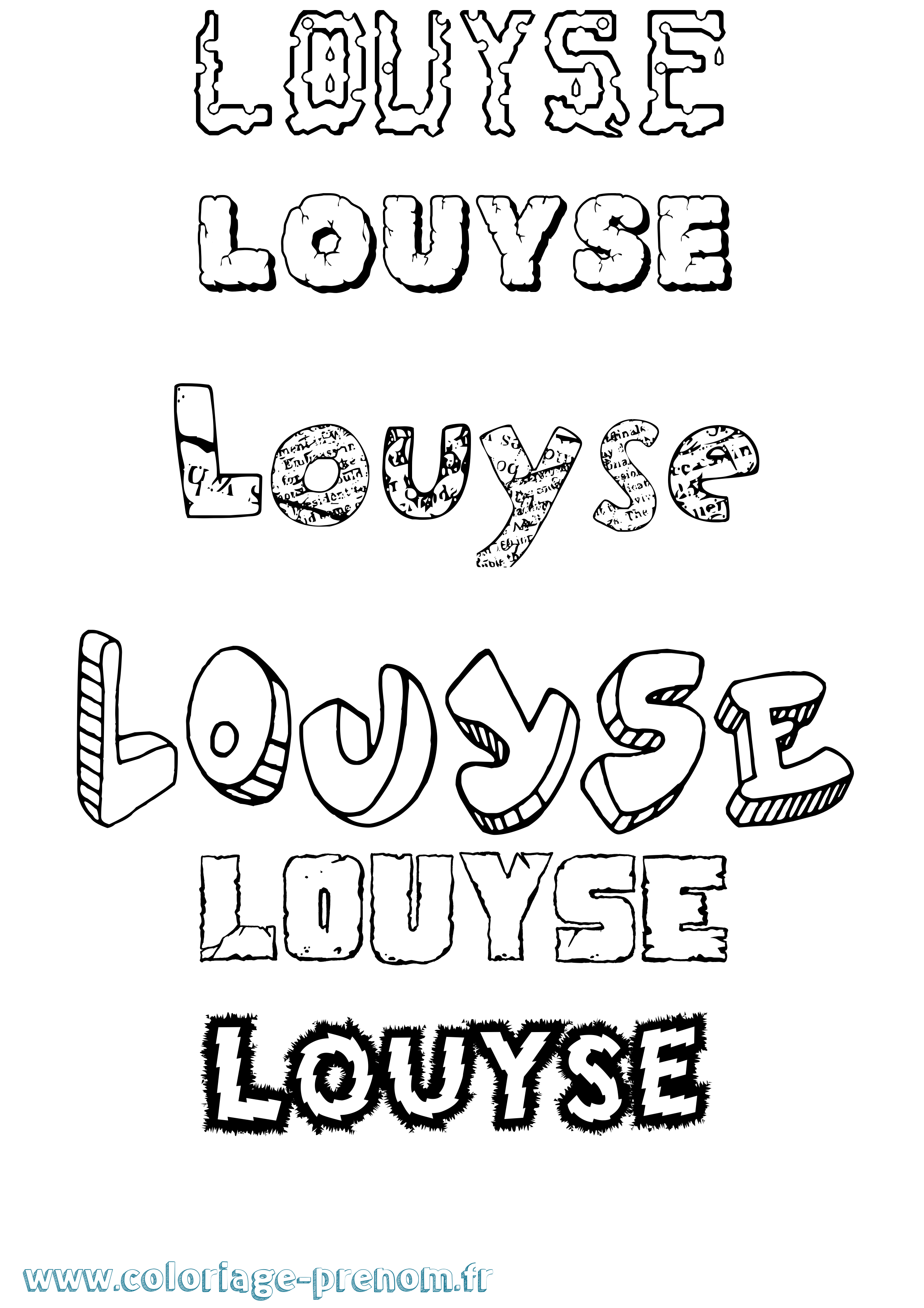 Coloriage Louyse Destructuré Coloriage prénom Louyse Destructuré