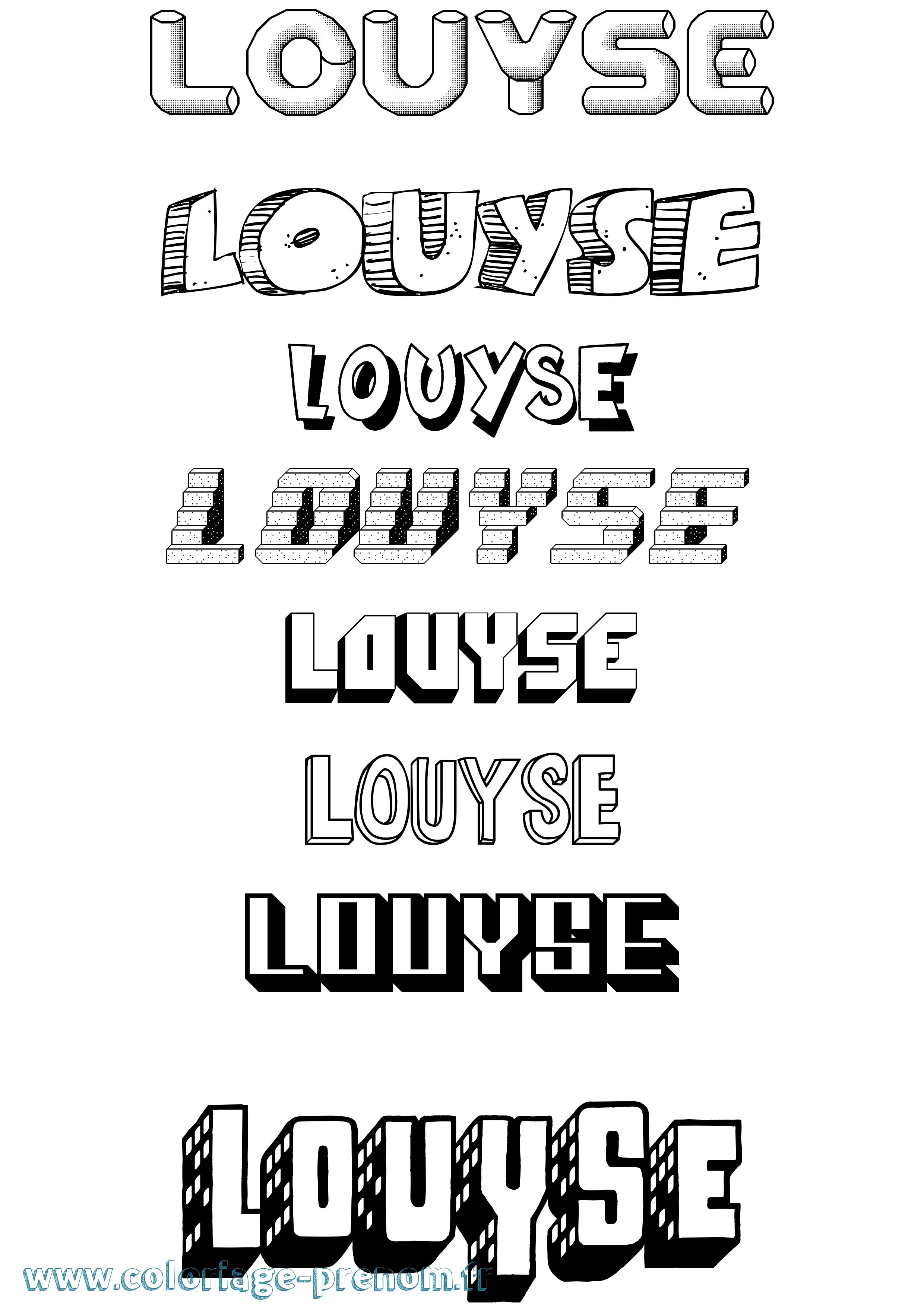 Coloriage Louyse Effet 3D Coloriage prénom Louyse Effet 3D