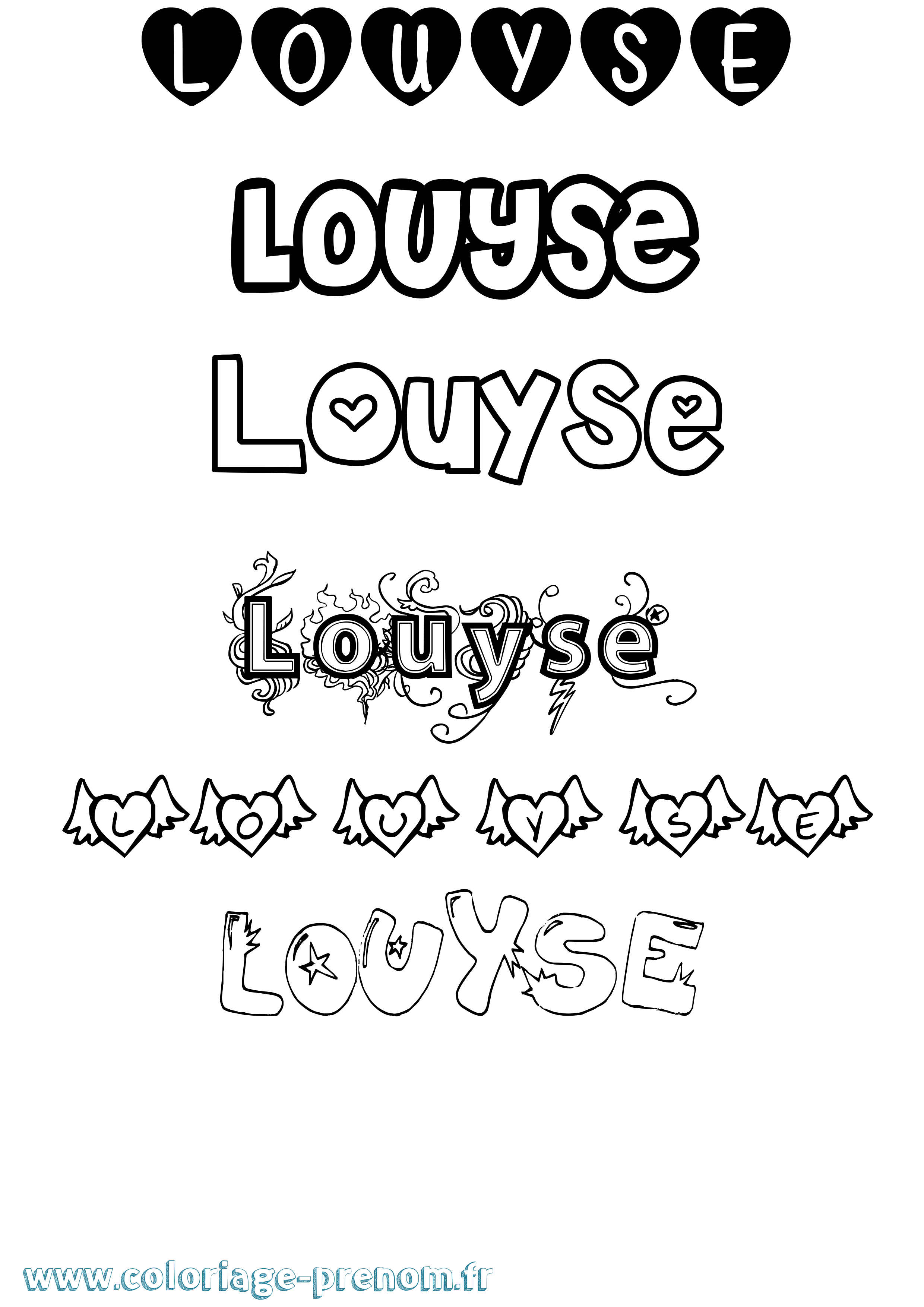 Coloriage Louyse Girly Coloriage prénom Louyse Girly