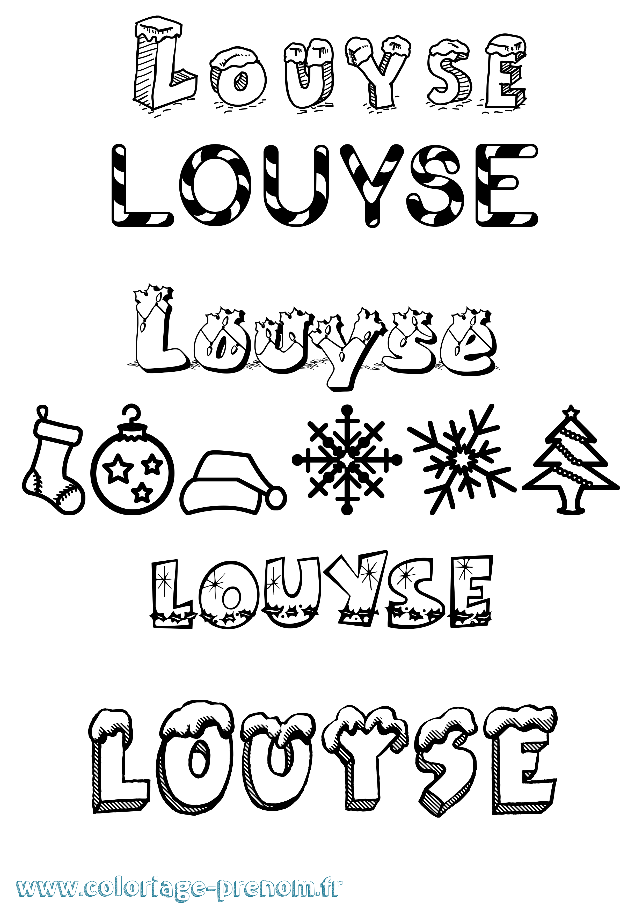 Coloriage Louyse Noël Coloriage prénom Louyse Noël