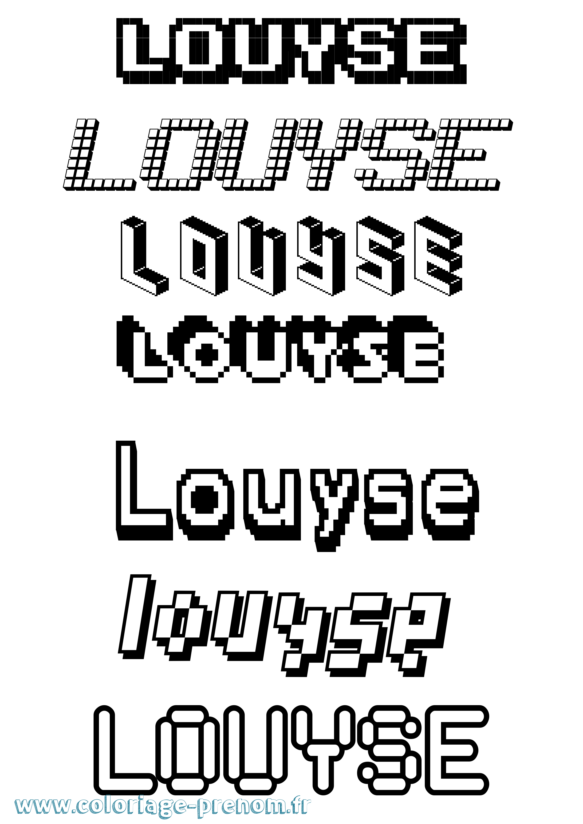 Coloriage Louyse Pixel Coloriage prénom Louyse Pixel