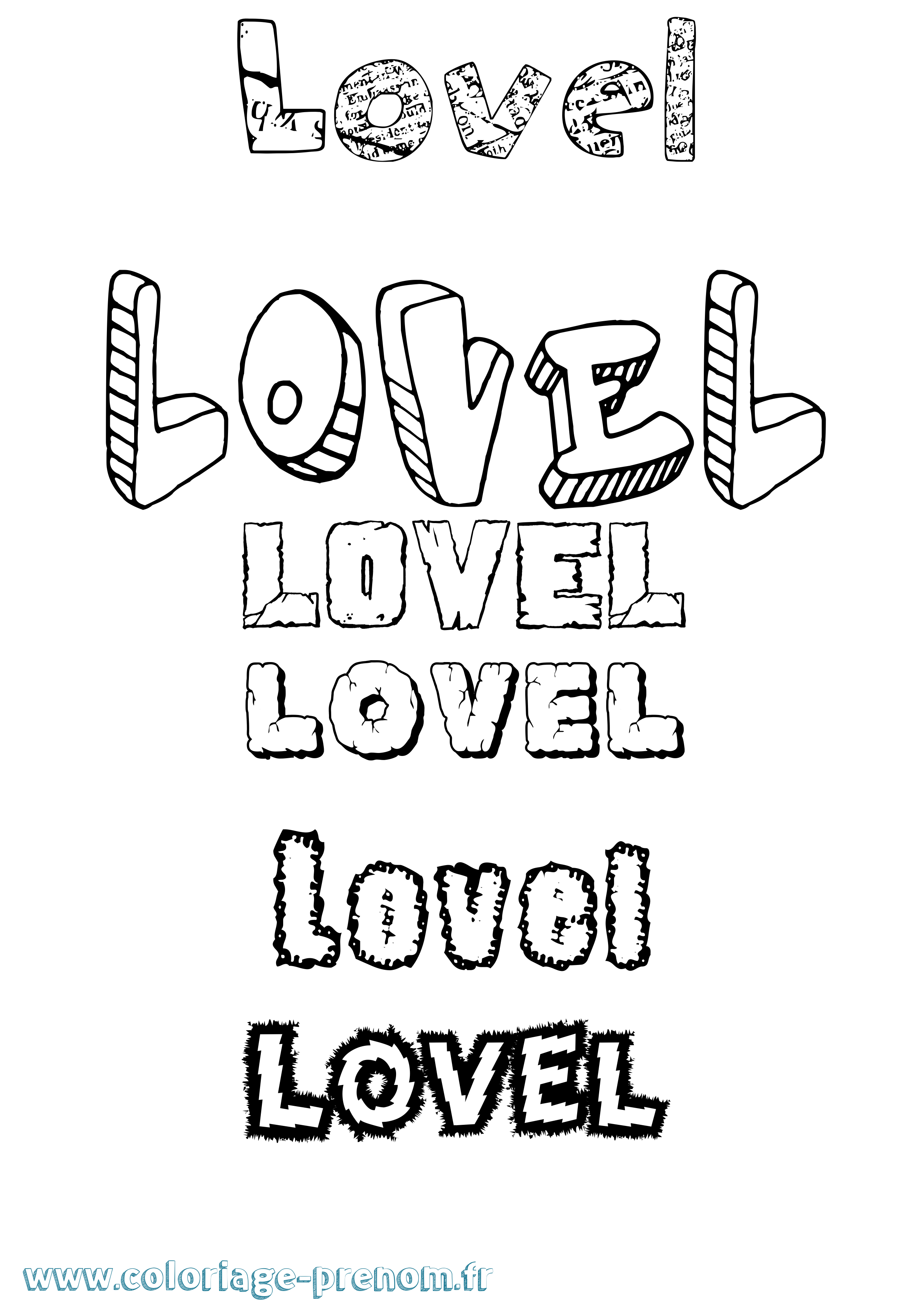 Coloriage Lovel Destructuré Coloriage prénom Lovel Destructuré