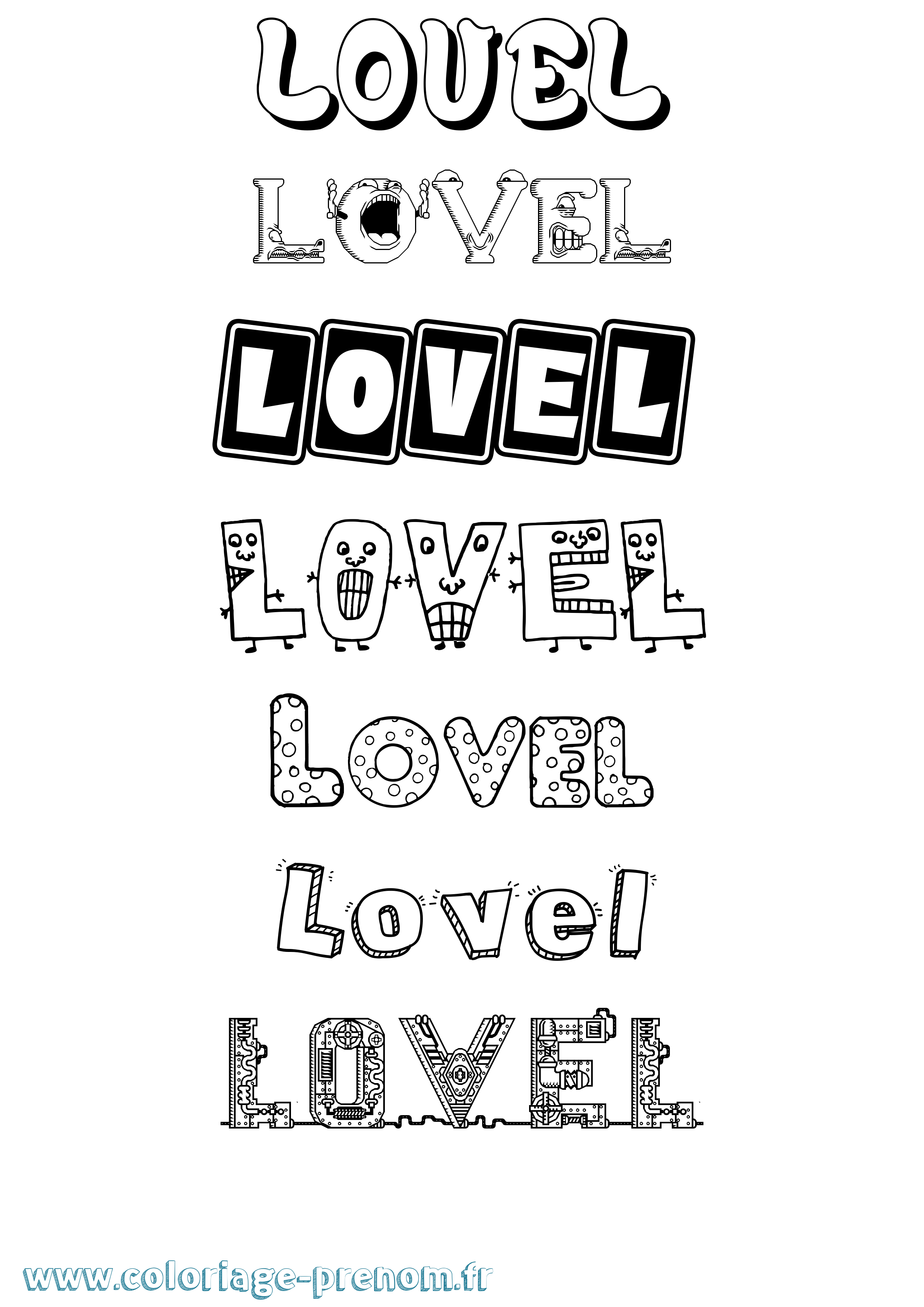 Coloriage Lovel Fun Coloriage prénom Lovel Fun