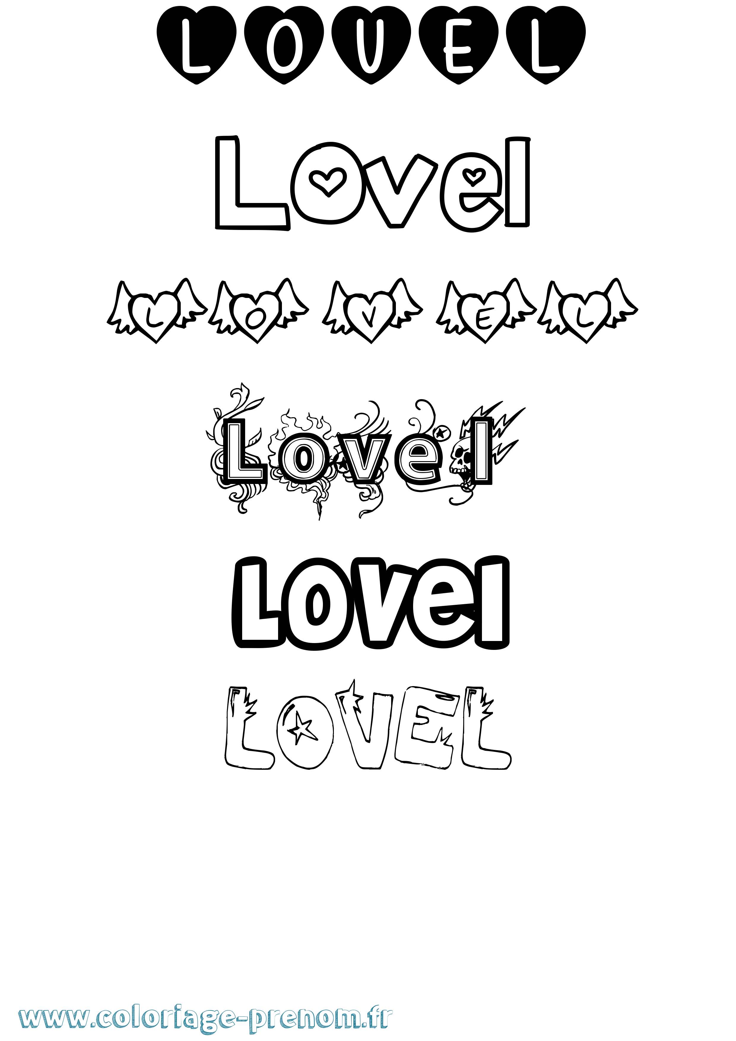 Coloriage Lovel Girly Coloriage prénom Lovel Girly