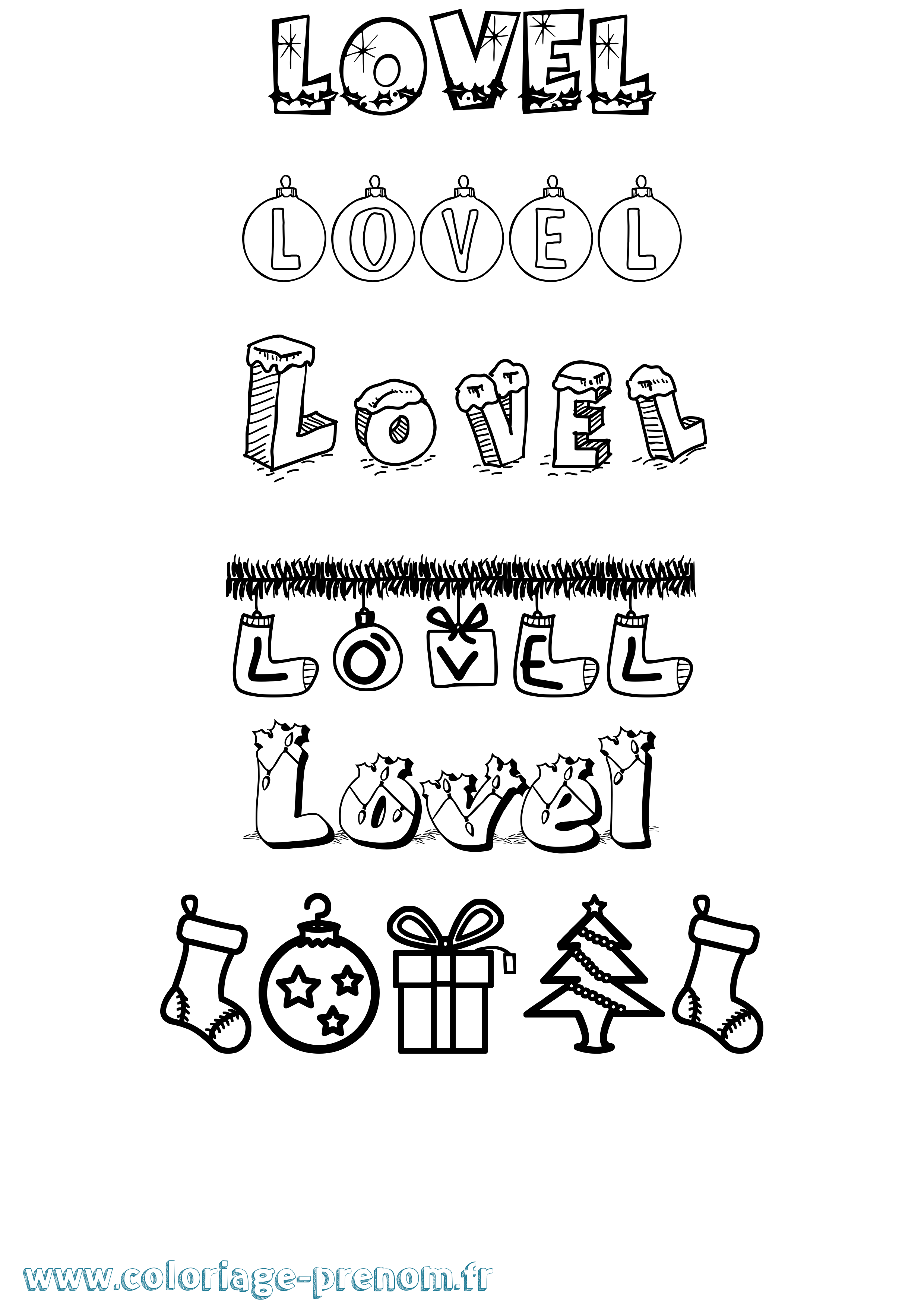 Coloriage Lovel Noël Coloriage prénom Lovel Noël
