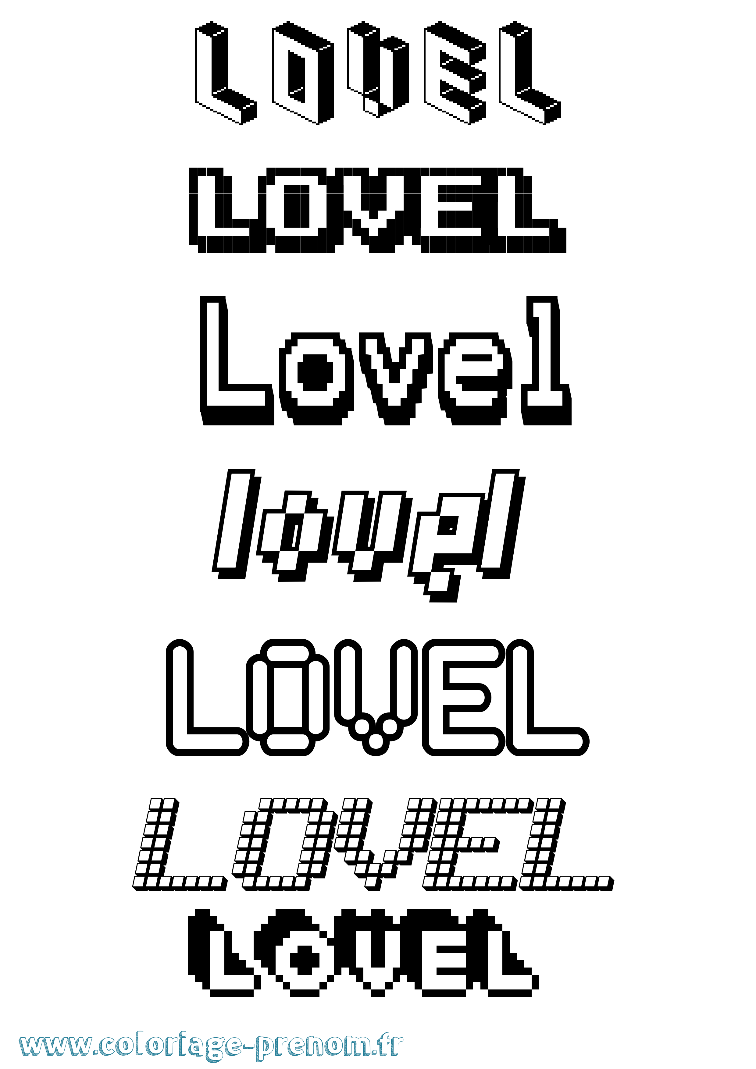 Coloriage Lovel Pixel Coloriage prénom Lovel Pixel