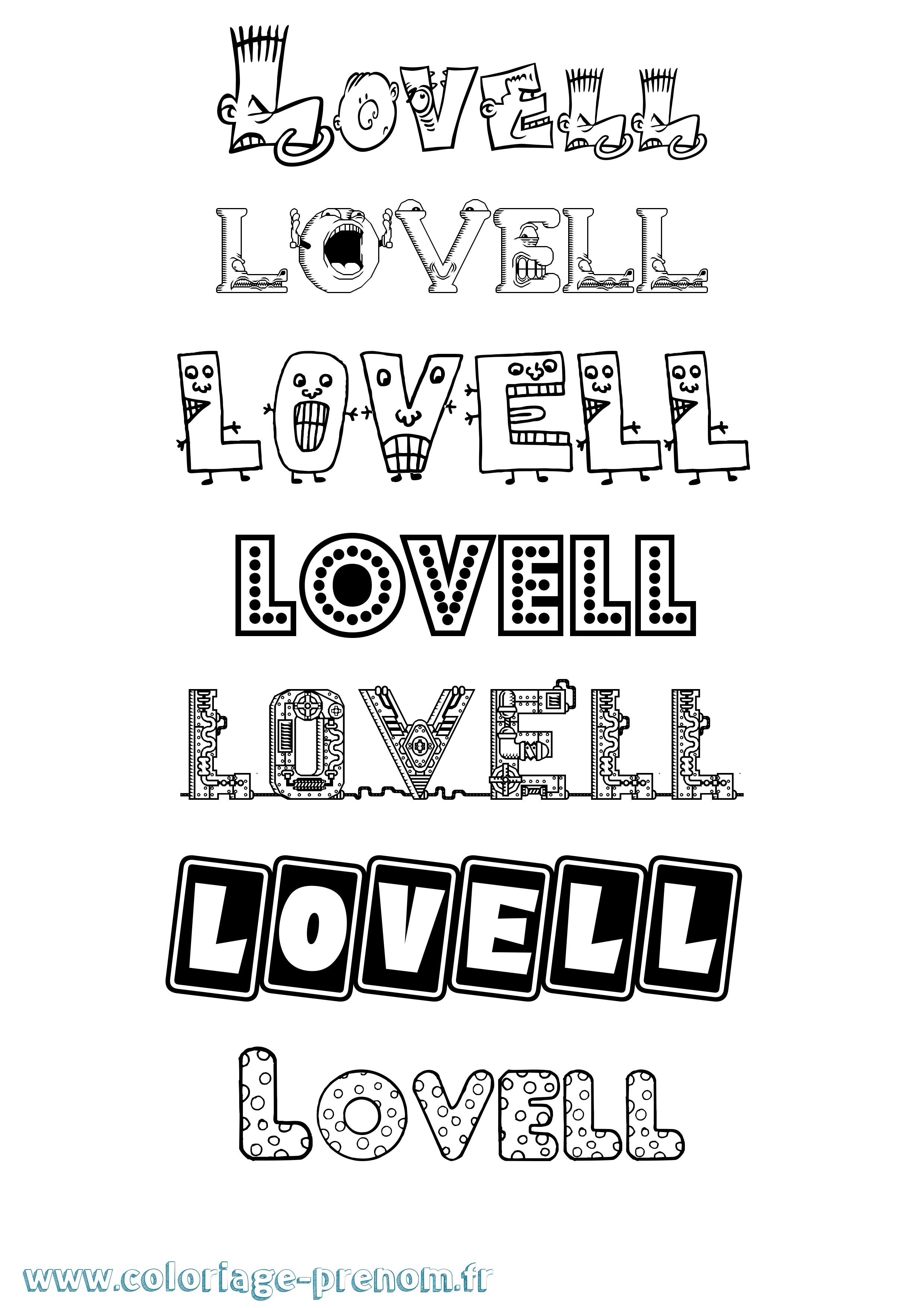 Coloriage Lovell Fun Coloriage prénom Lovell Fun