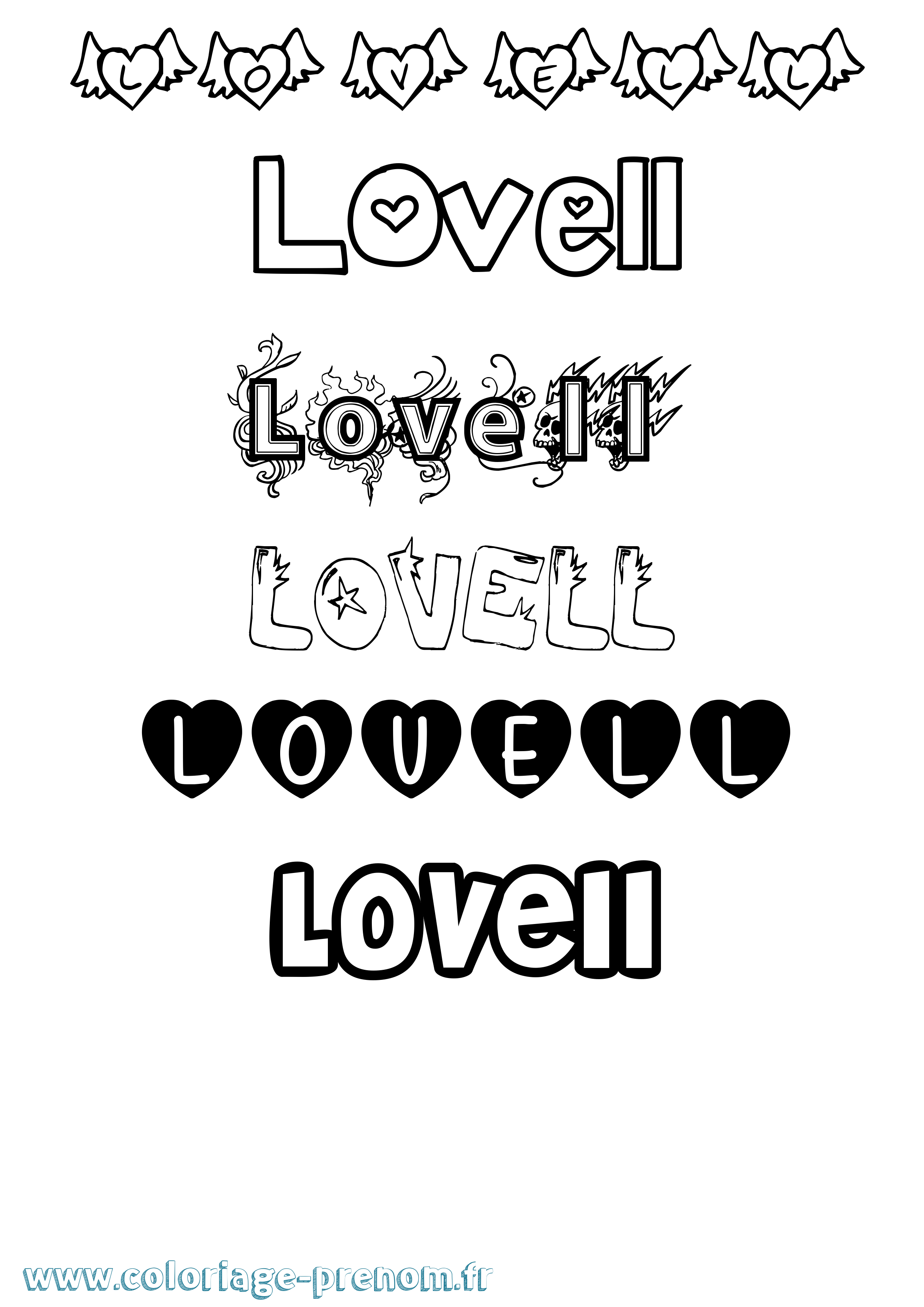 Coloriage Lovell Girly Coloriage prénom Lovell Girly