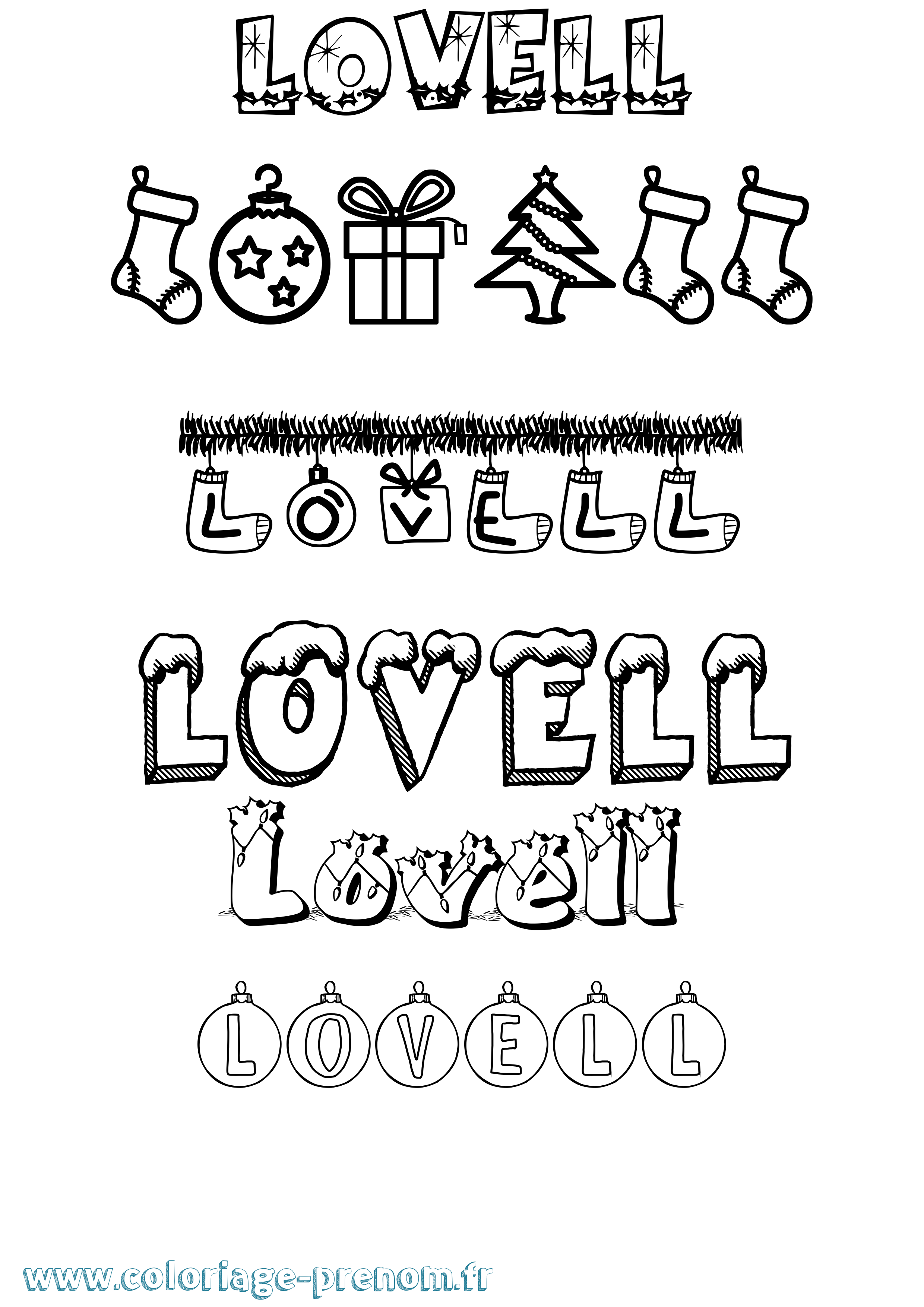 Coloriage Lovell Noël Coloriage prénom Lovell Noël
