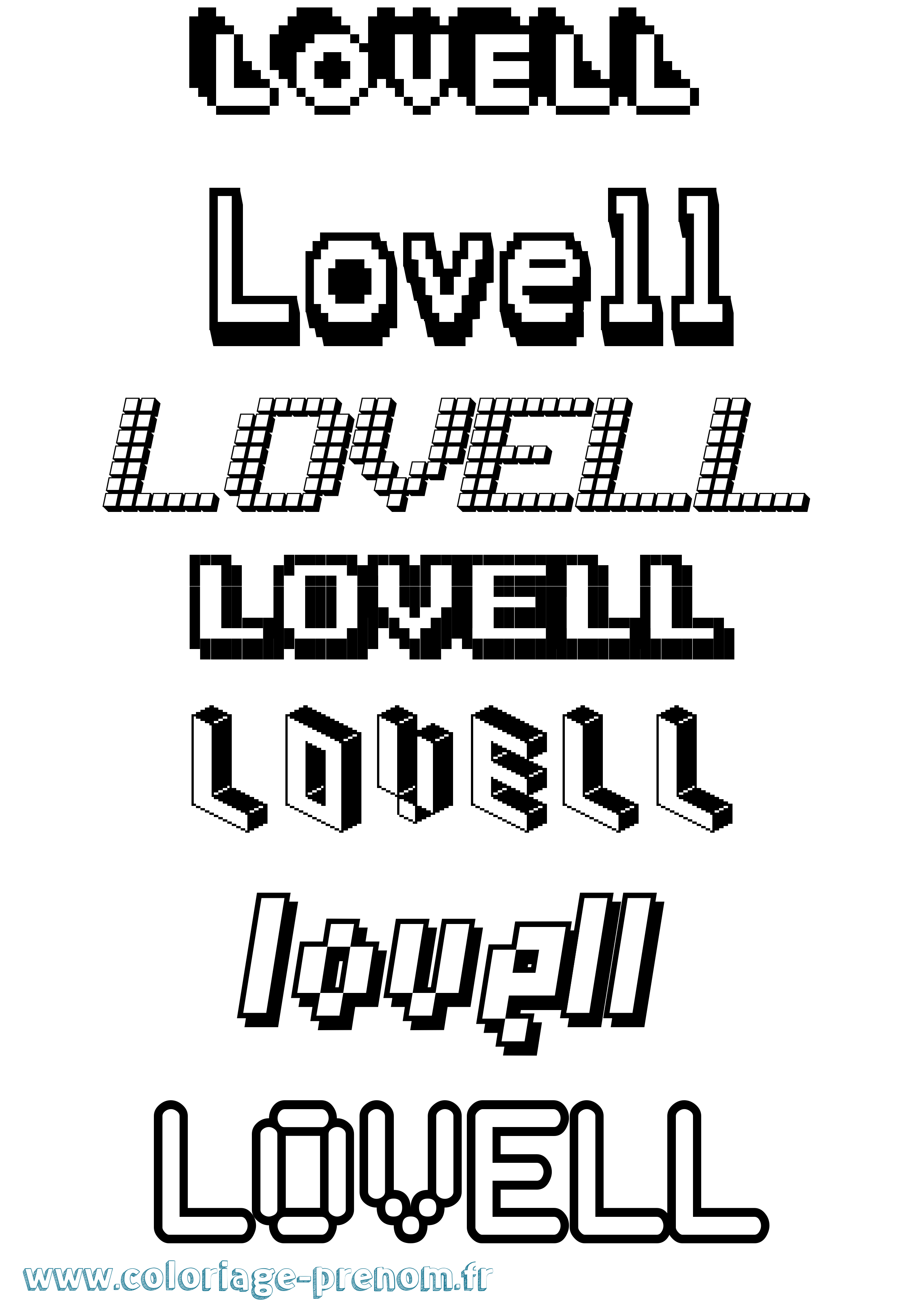 Coloriage Lovell Pixel Coloriage prénom Lovell Pixel