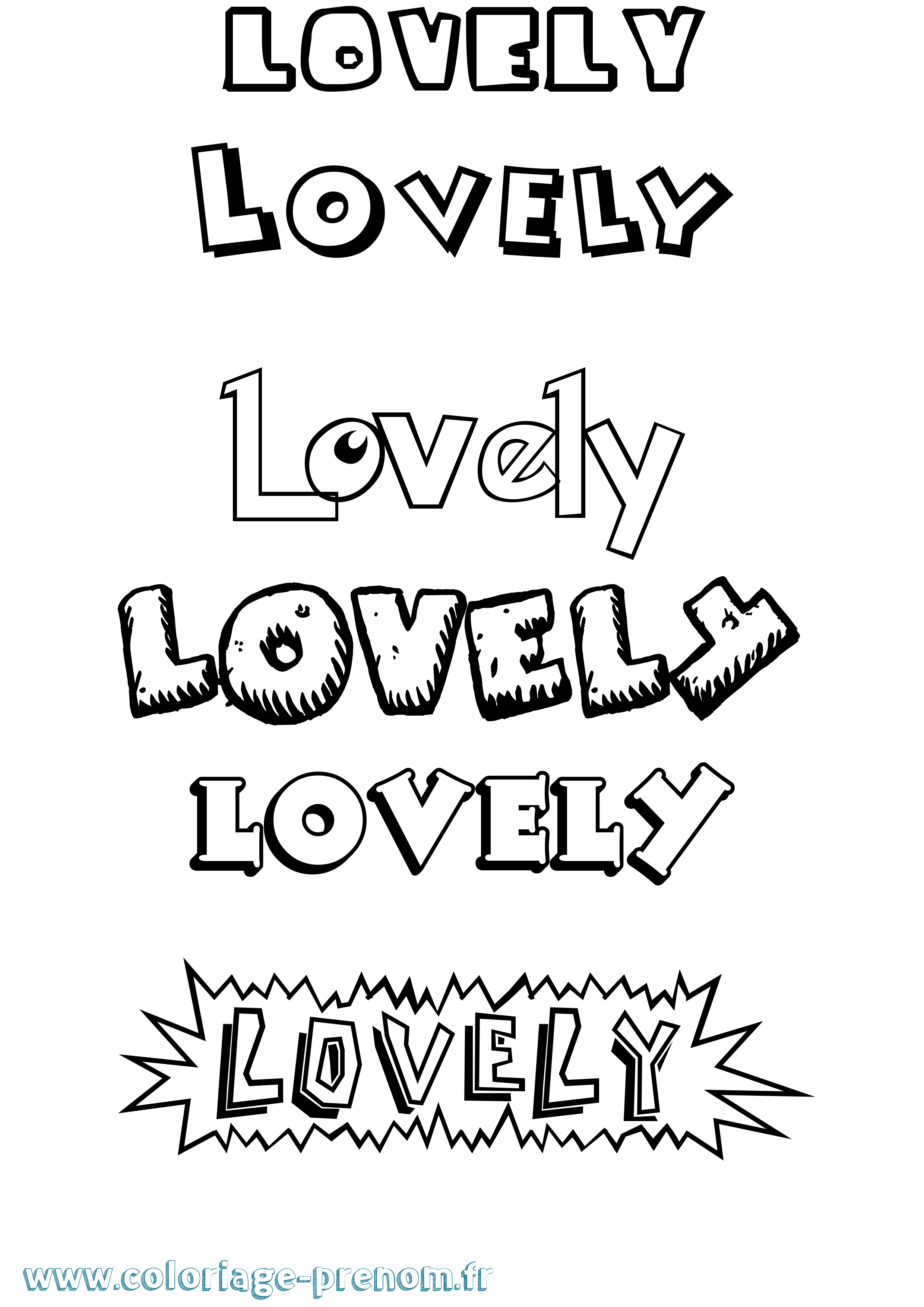 Coloriage Lovely Dessin Animé Coloriage prénom Lovely Dessin Animé