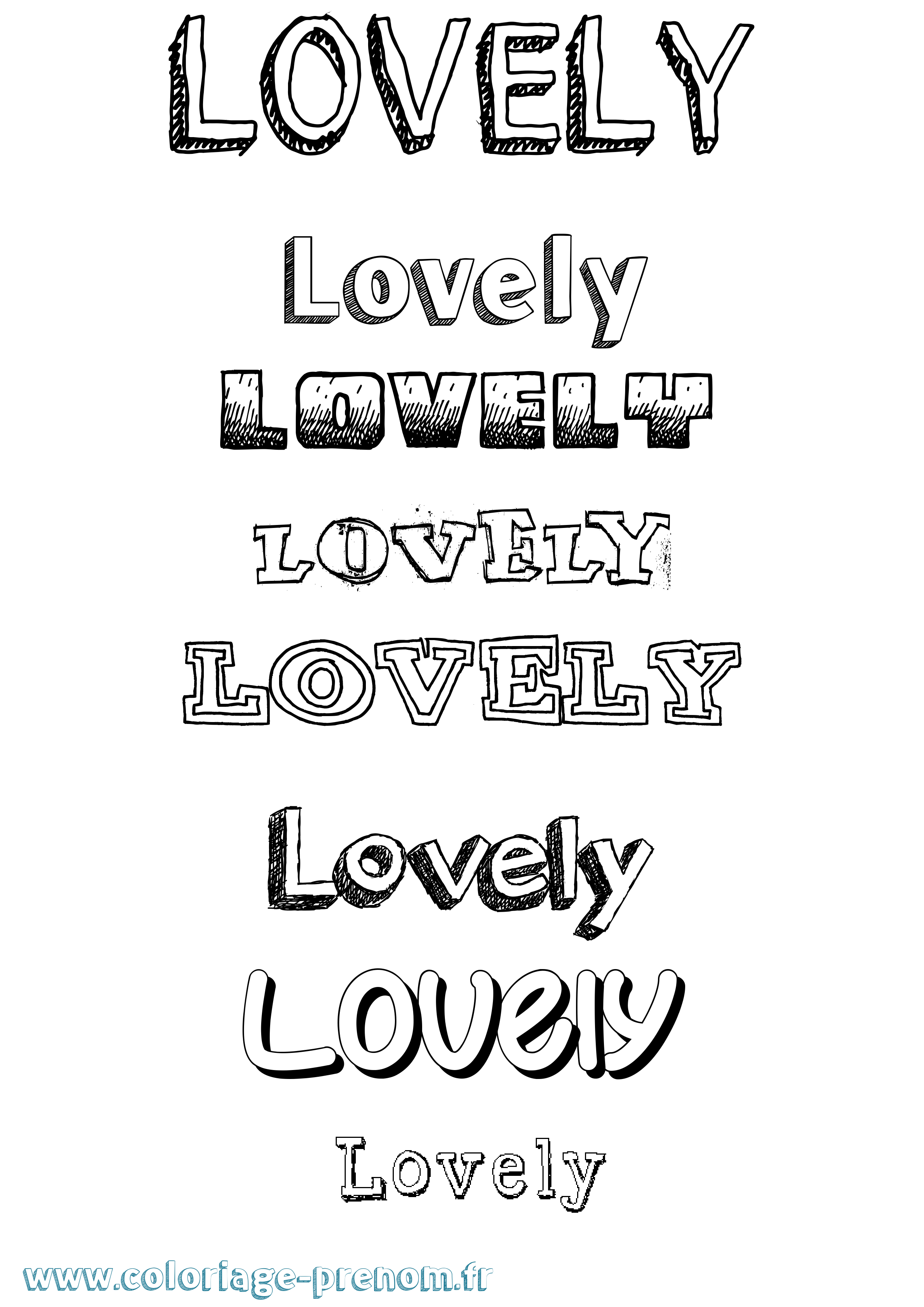 Coloriage Lovely Dessiné Coloriage prénom Lovely Dessiné