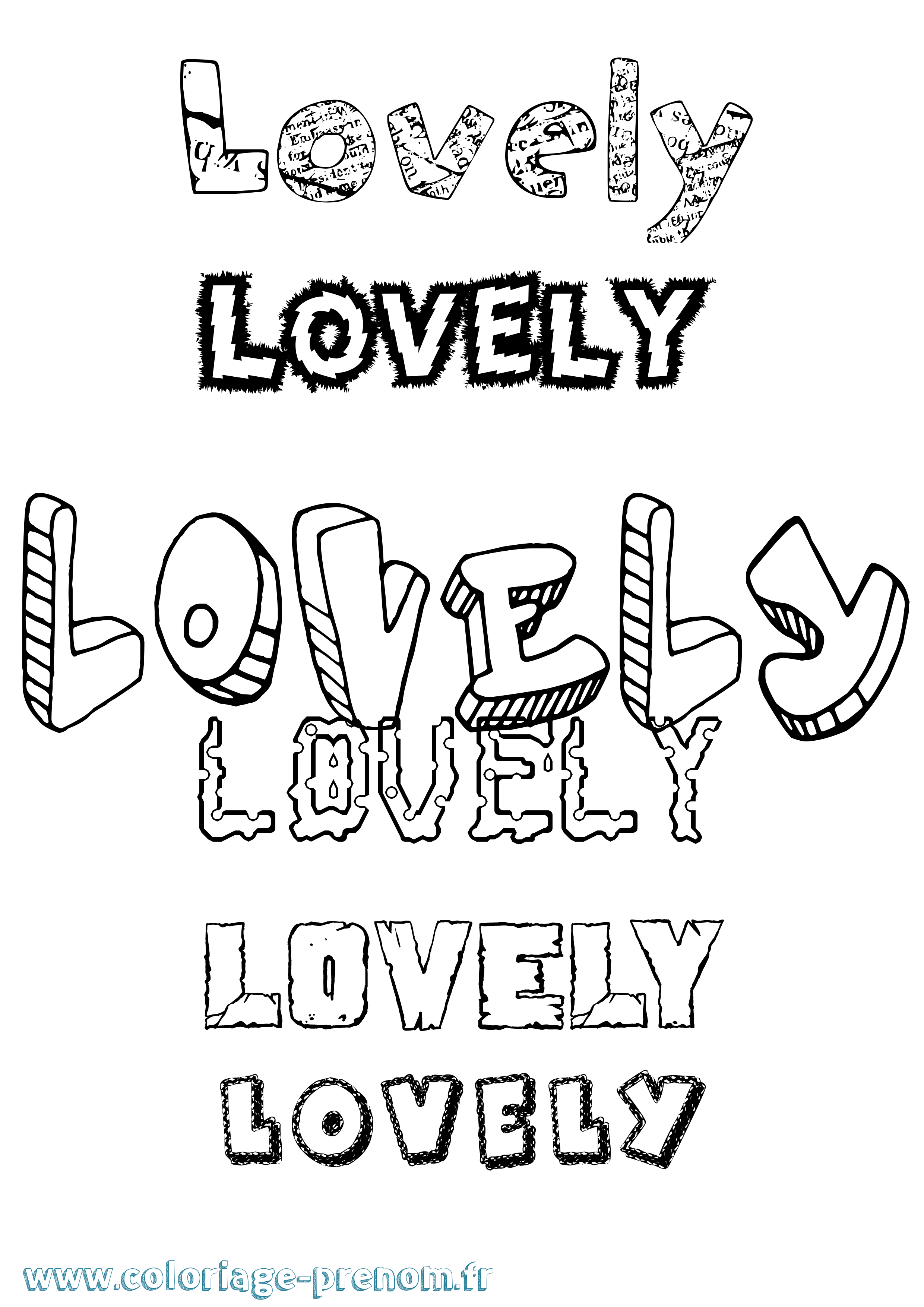 Coloriage Lovely Destructuré Coloriage prénom Lovely Destructuré
