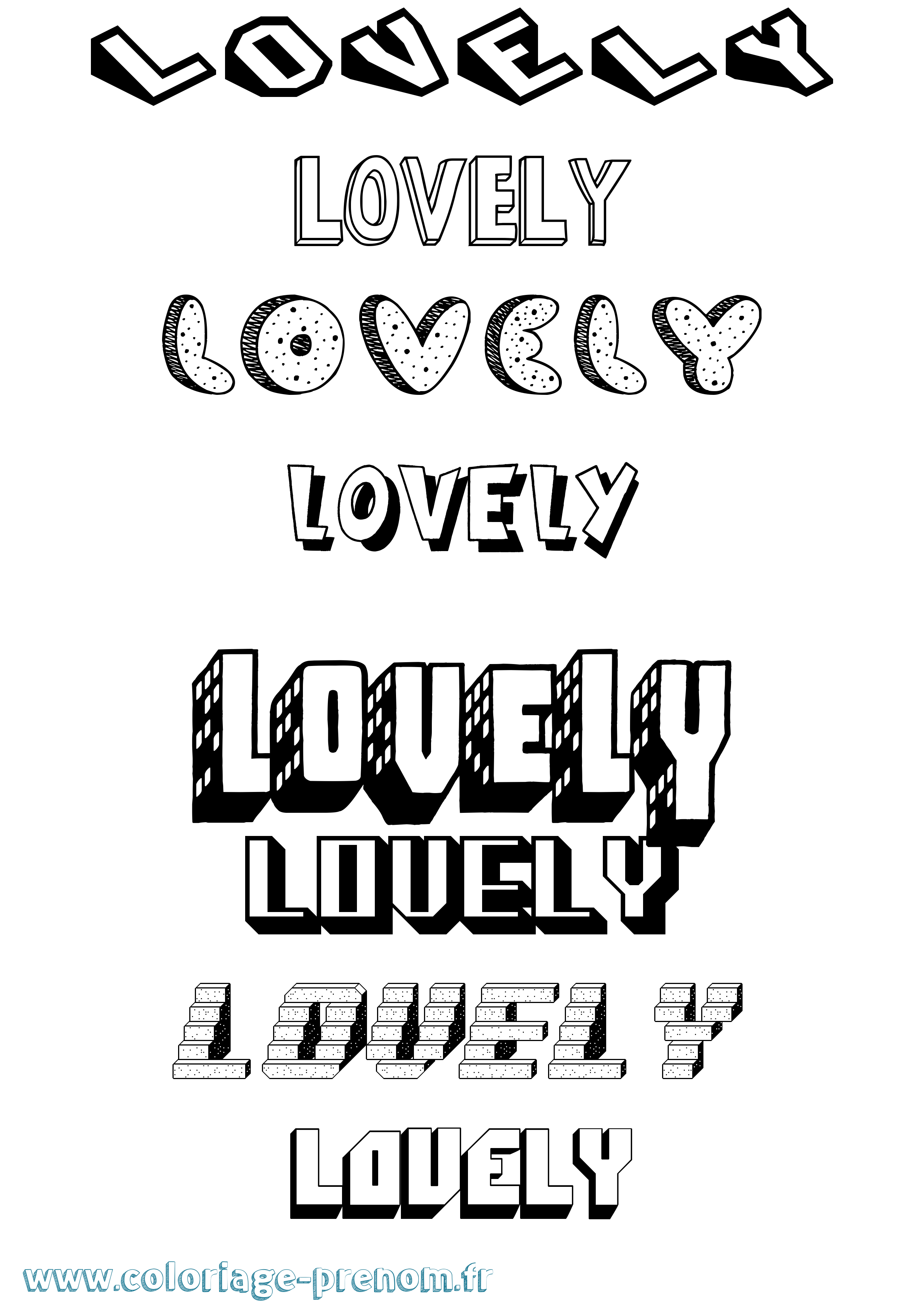 Coloriage Lovely Effet 3D Coloriage prénom Lovely Effet 3D