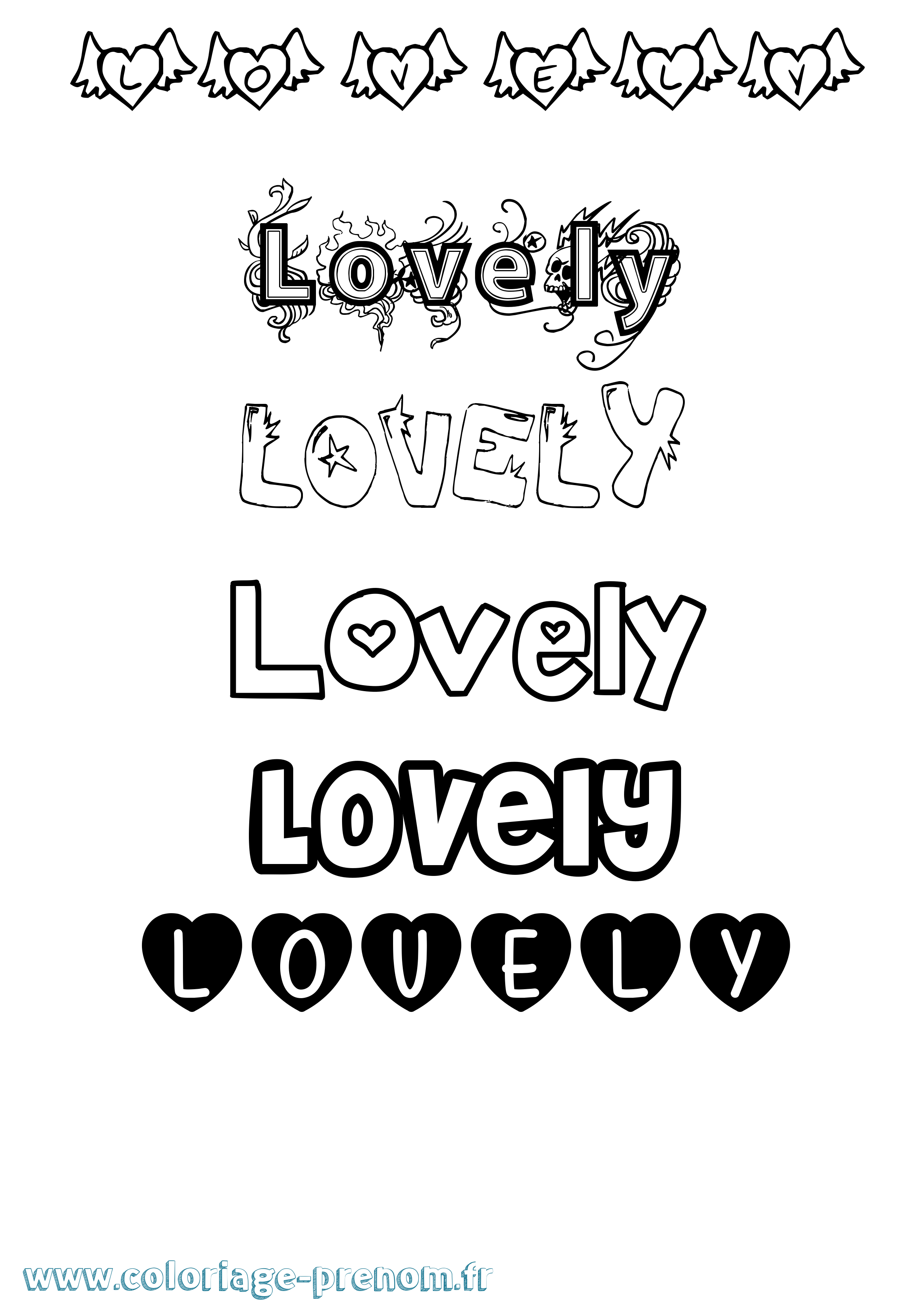 Coloriage Lovely Girly Coloriage prénom Lovely Girly