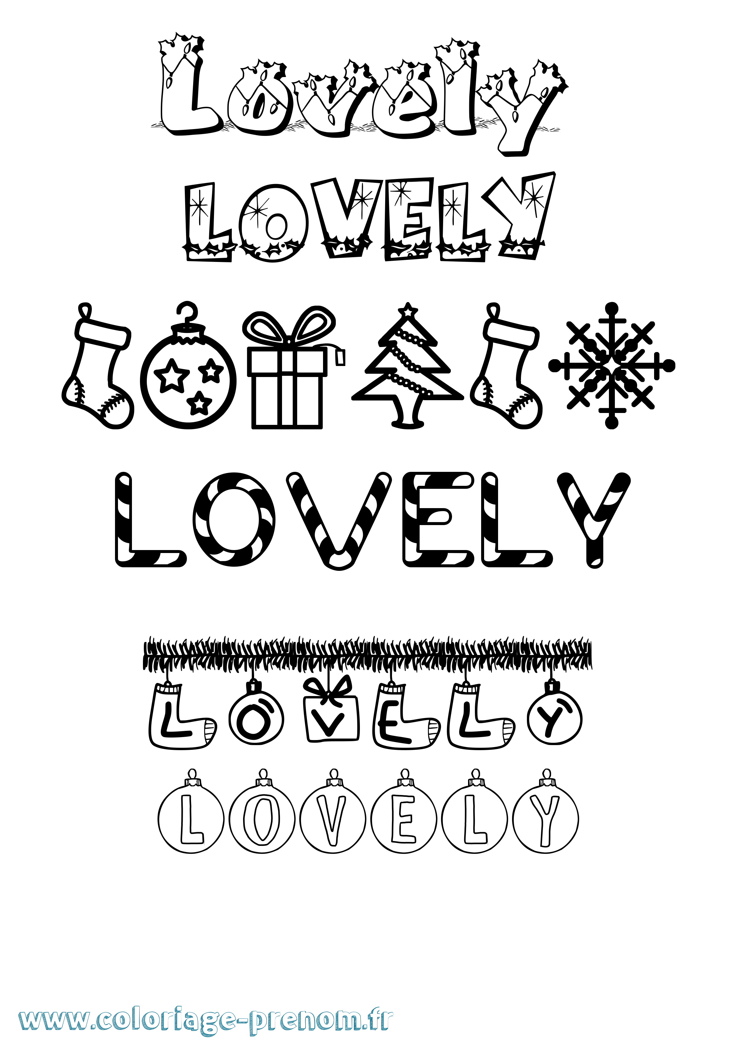 Coloriage Lovely Noël Coloriage prénom Lovely Noël