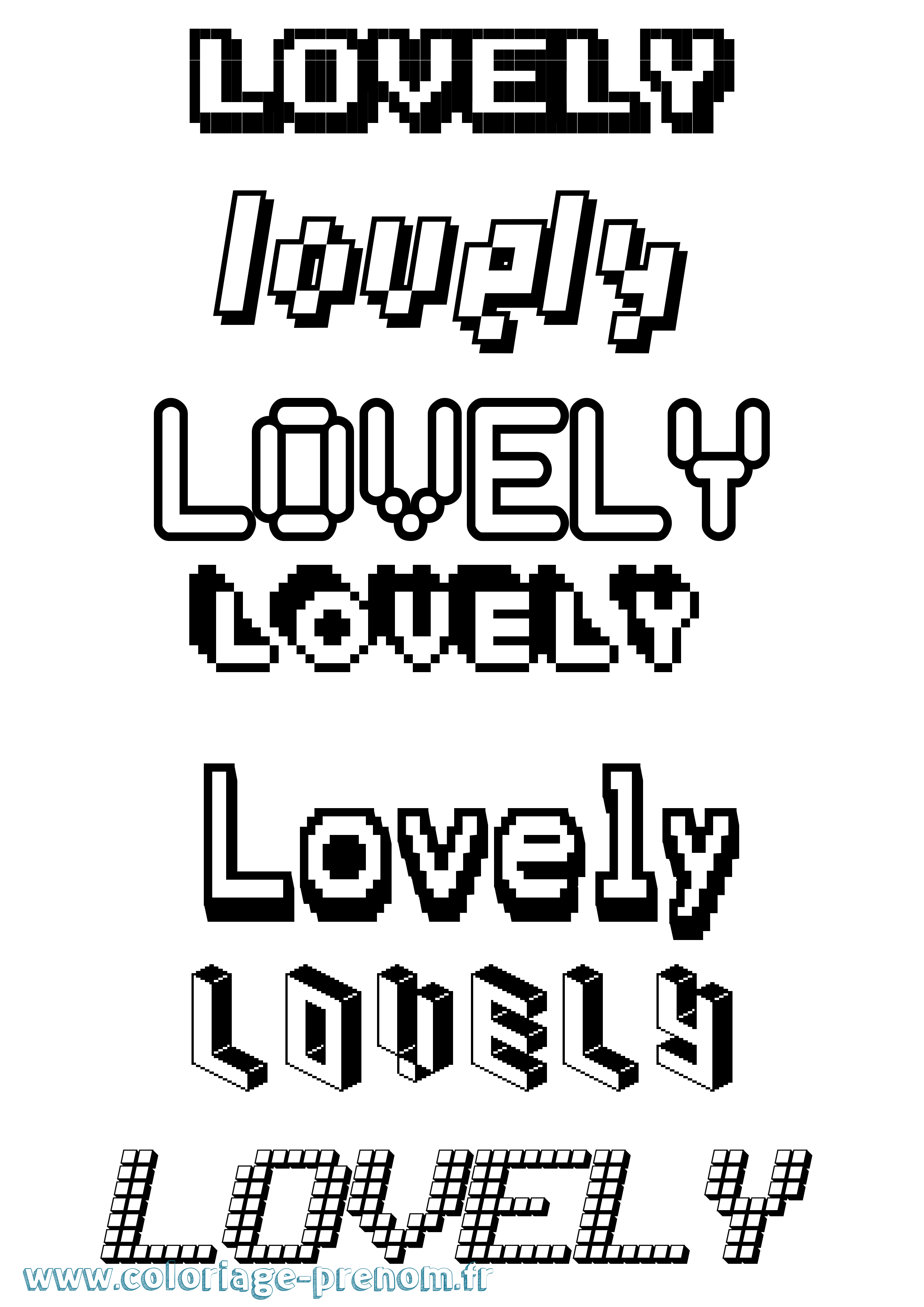 Coloriage Lovely Pixel Coloriage prénom Lovely Pixel