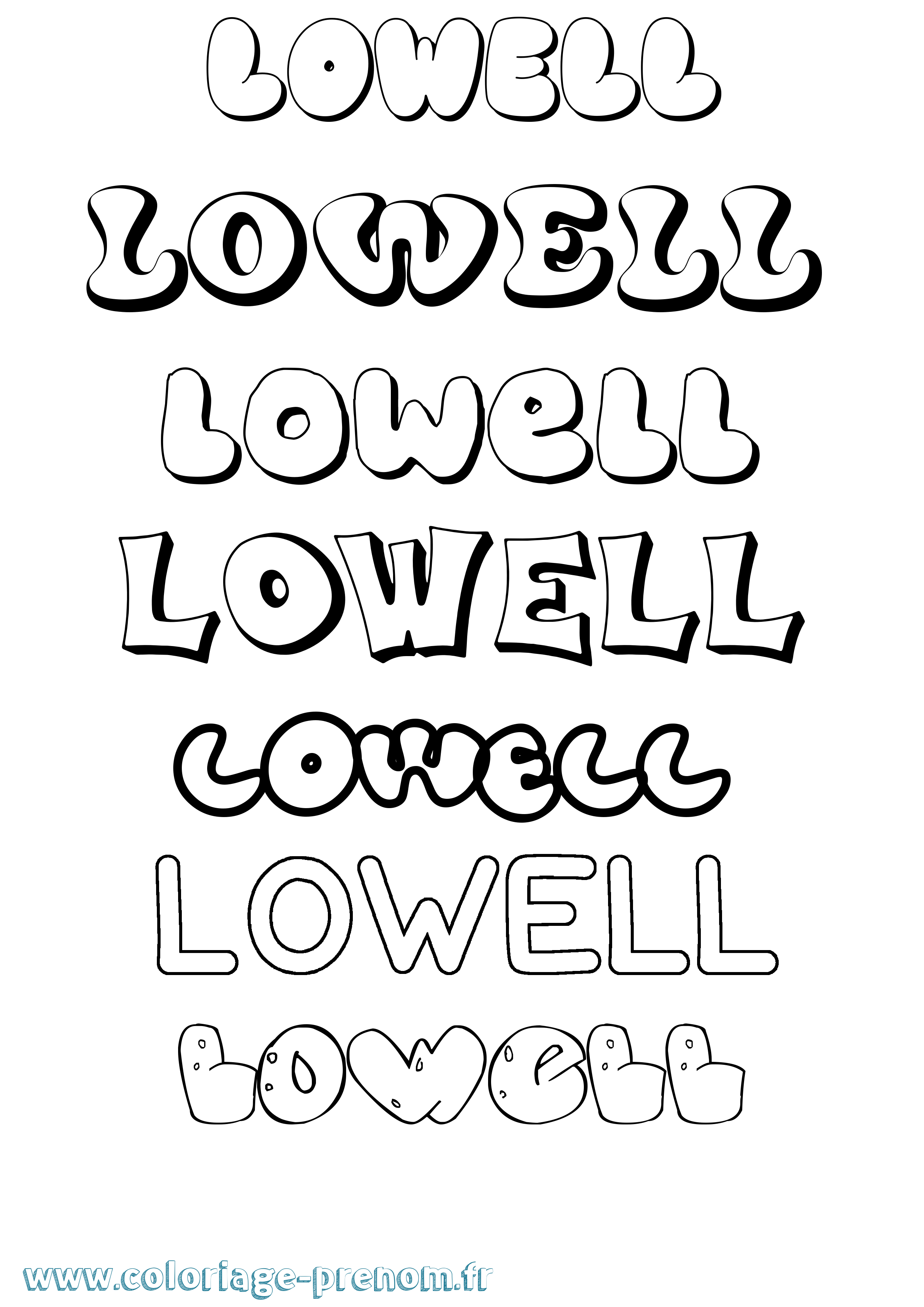 Coloriage Lowell Bubble Coloriage prénom Lowell Bubble