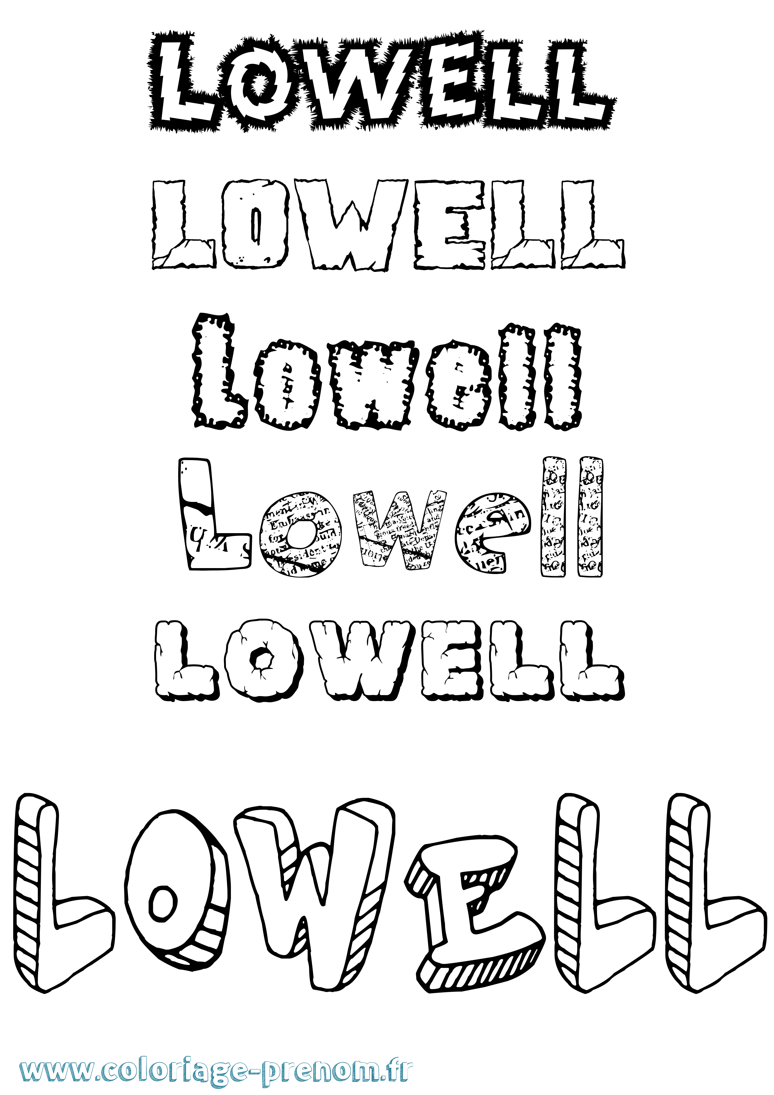 Coloriage Lowell Destructuré Coloriage prénom Lowell Destructuré