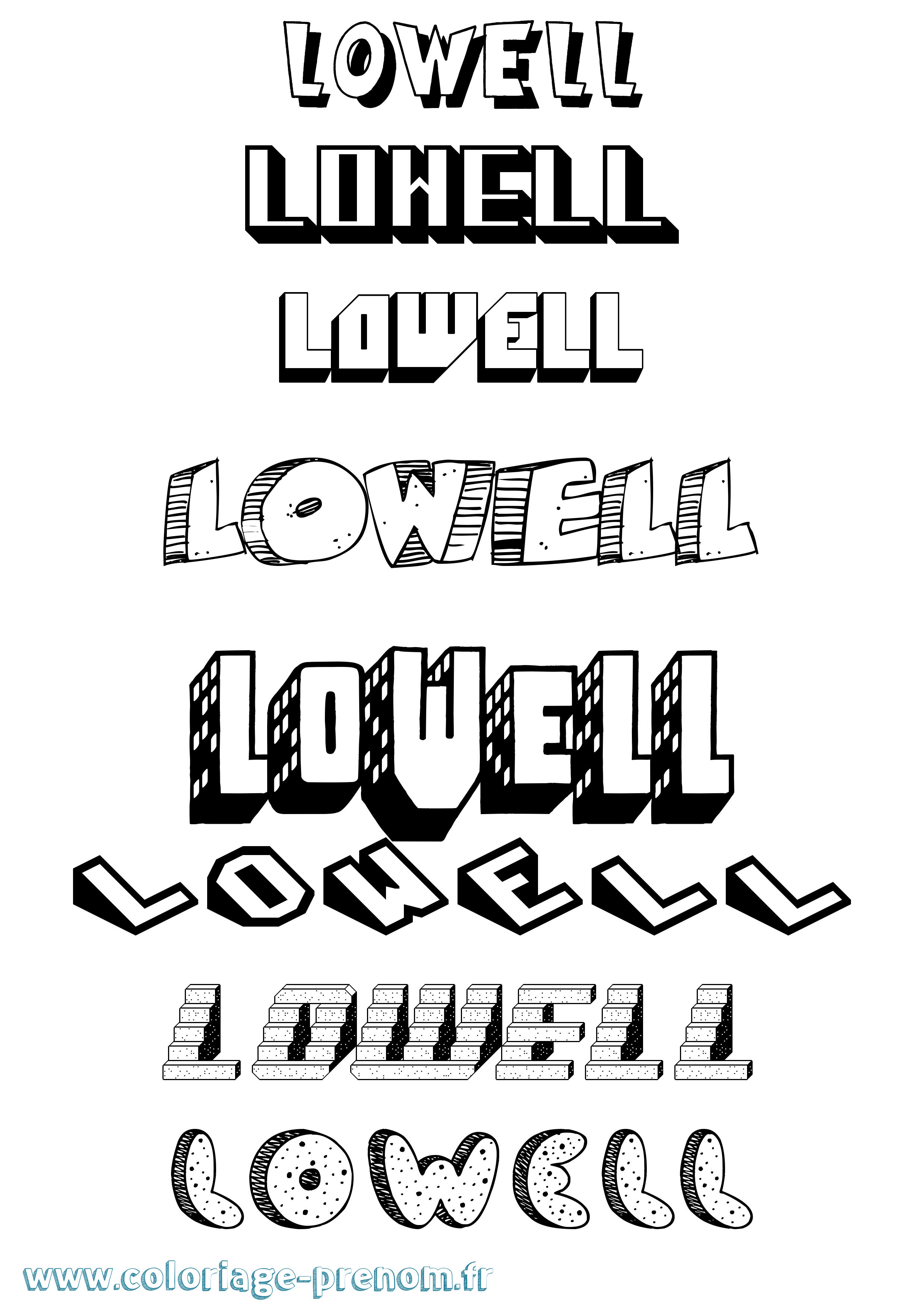 Coloriage Lowell Effet 3D Coloriage prénom Lowell Effet 3D