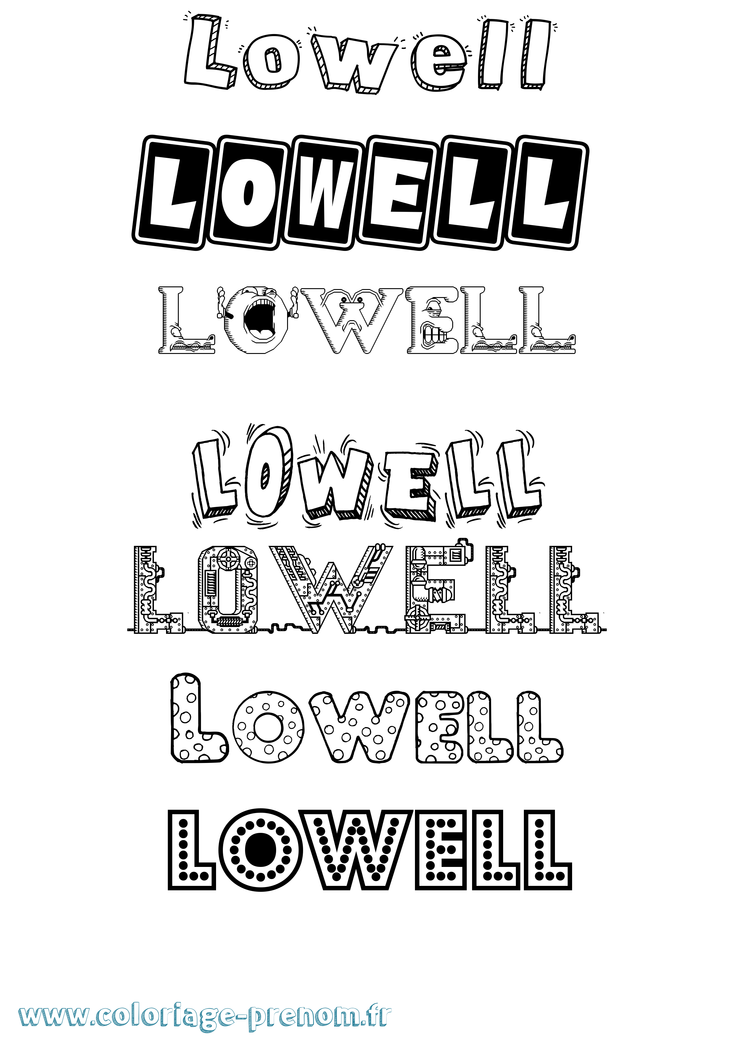 Coloriage Lowell Fun Coloriage prénom Lowell Fun