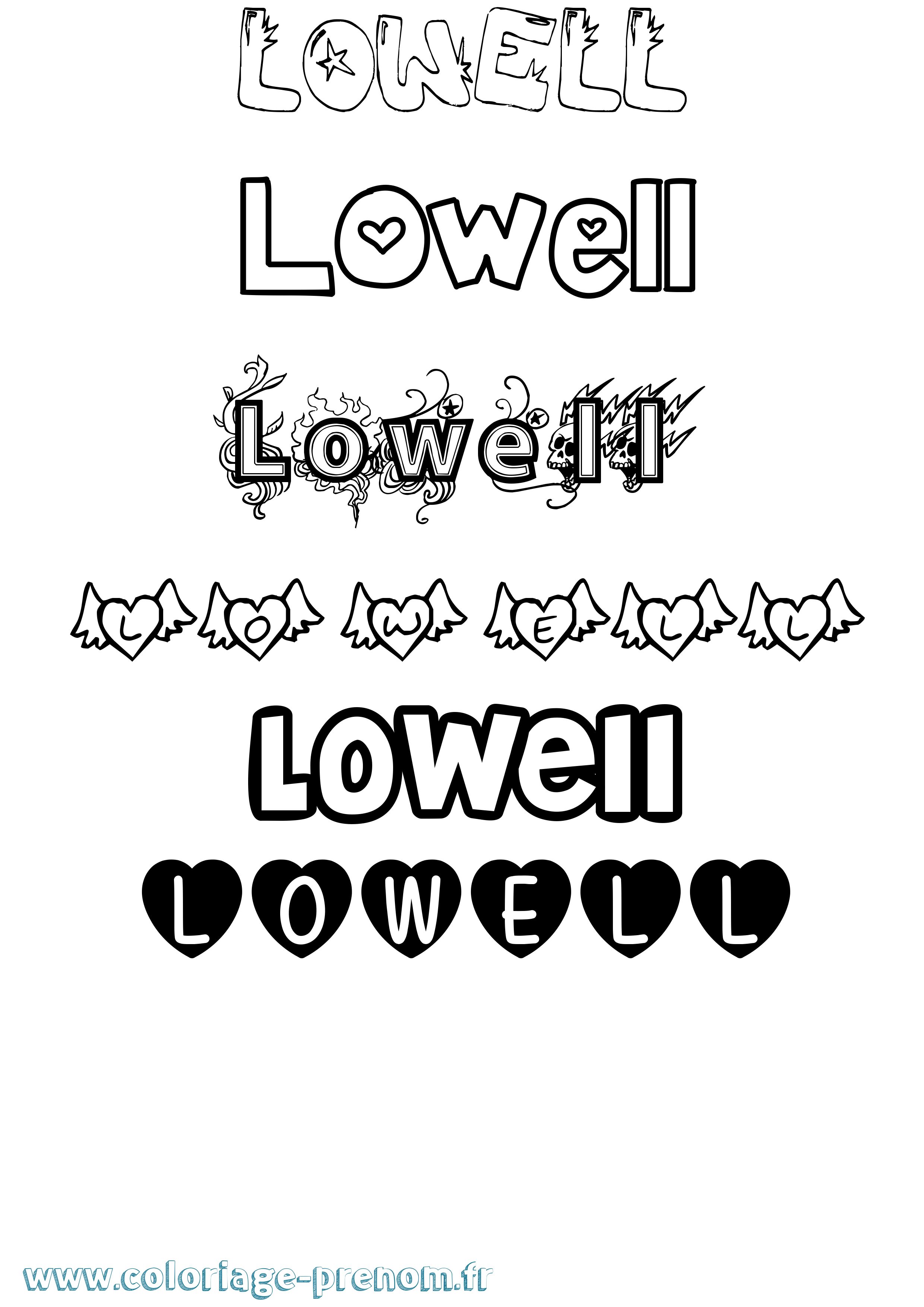 Coloriage Lowell Girly Coloriage prénom Lowell Girly