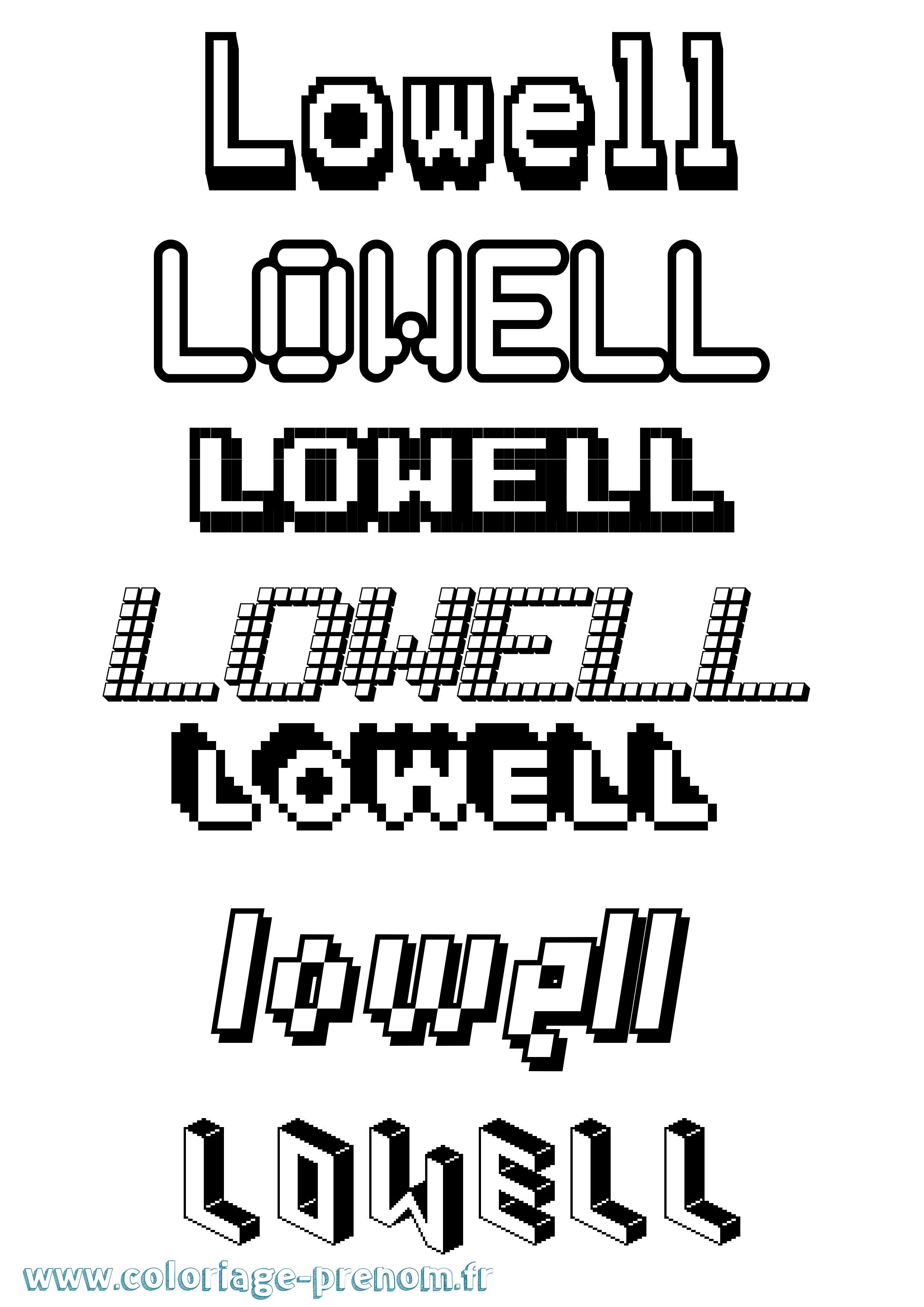 Coloriage Lowell Pixel Coloriage prénom Lowell Pixel