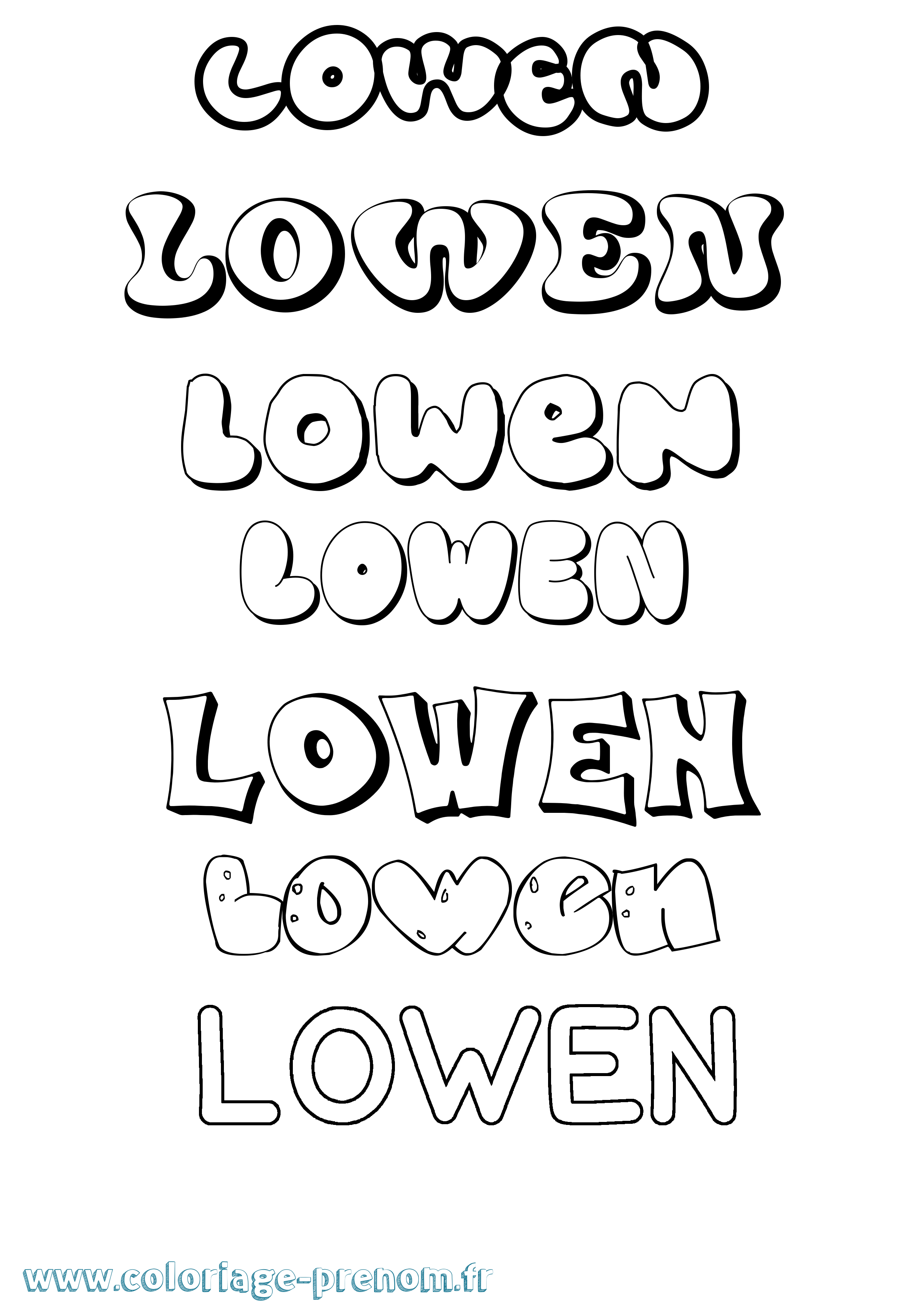 Coloriage Lowen Bubble Coloriage prénom Lowen Bubble