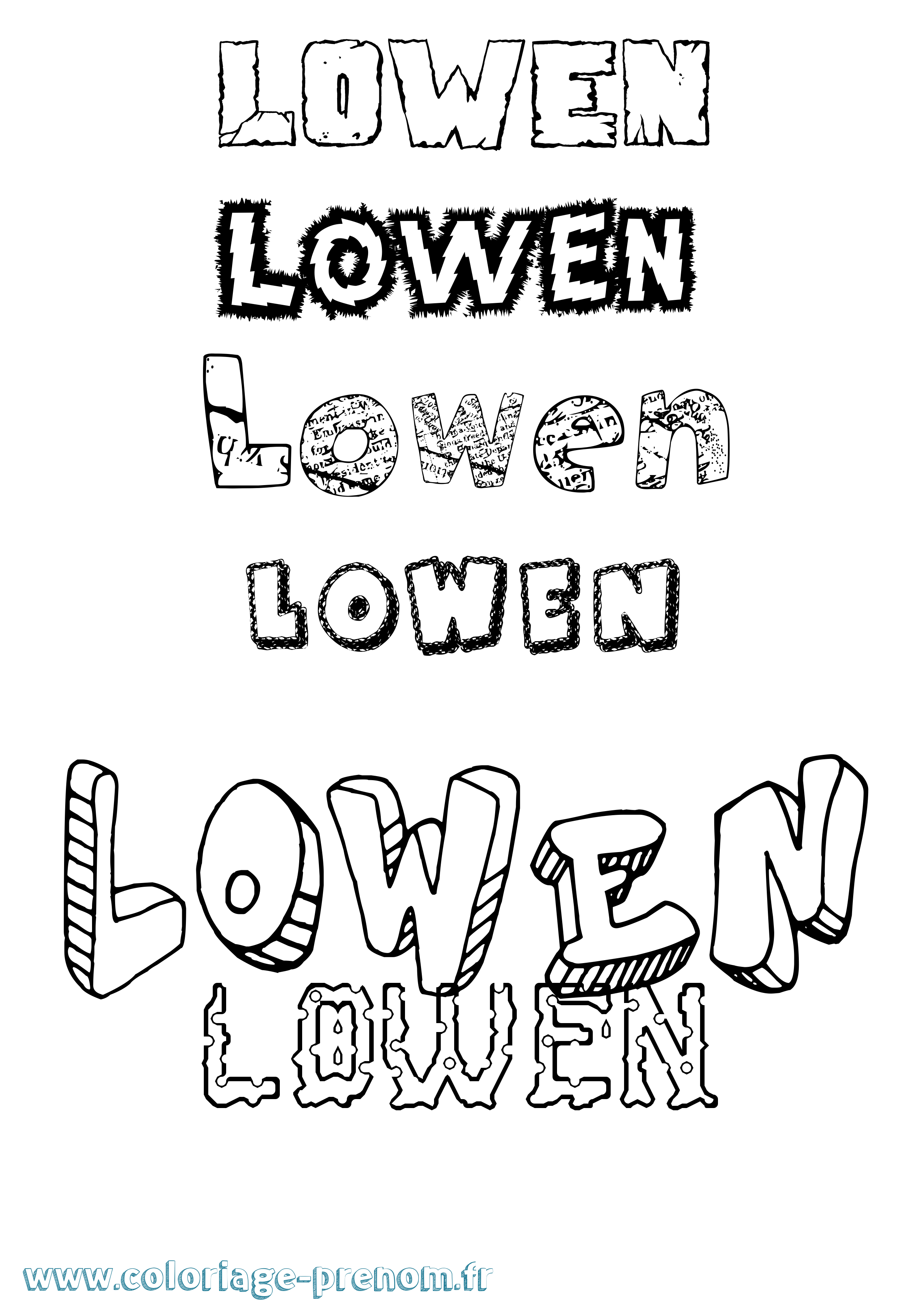 Coloriage Lowen Destructuré Coloriage prénom Lowen Destructuré