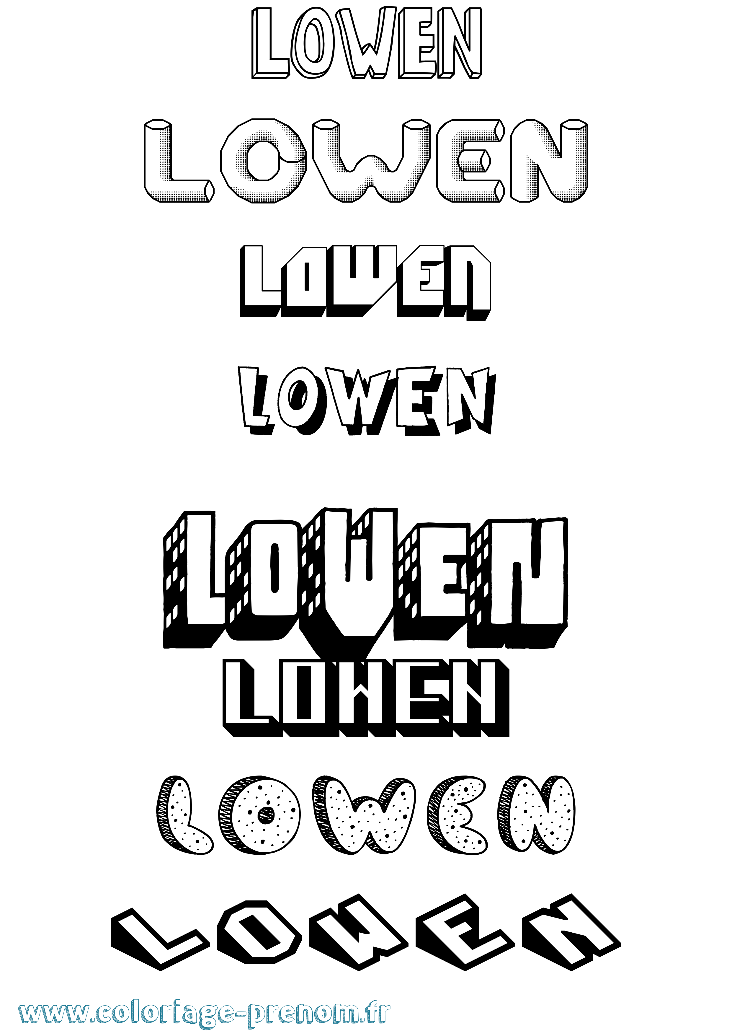 Coloriage Lowen Effet 3D Coloriage prénom Lowen Effet 3D