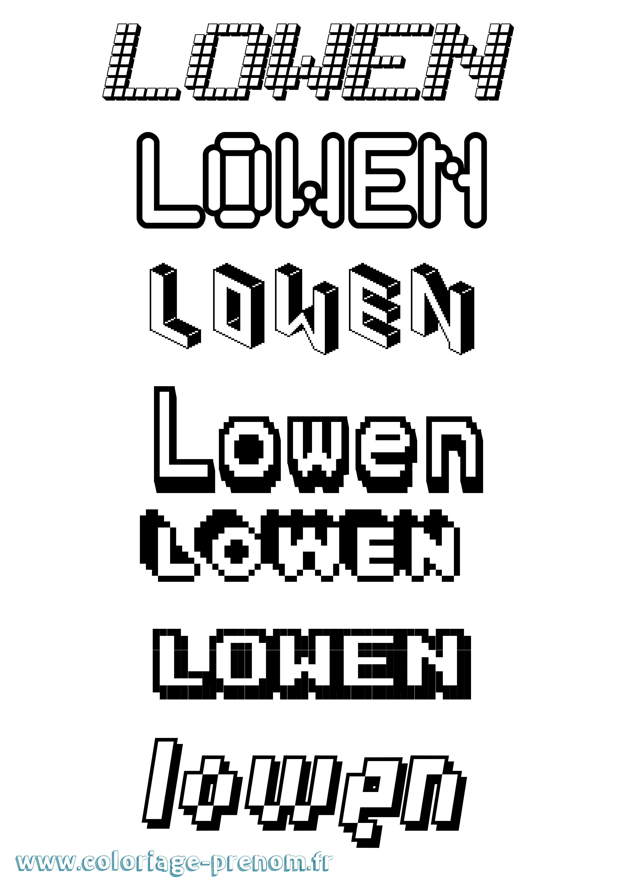 Coloriage Lowen Pixel Coloriage prénom Lowen Pixel