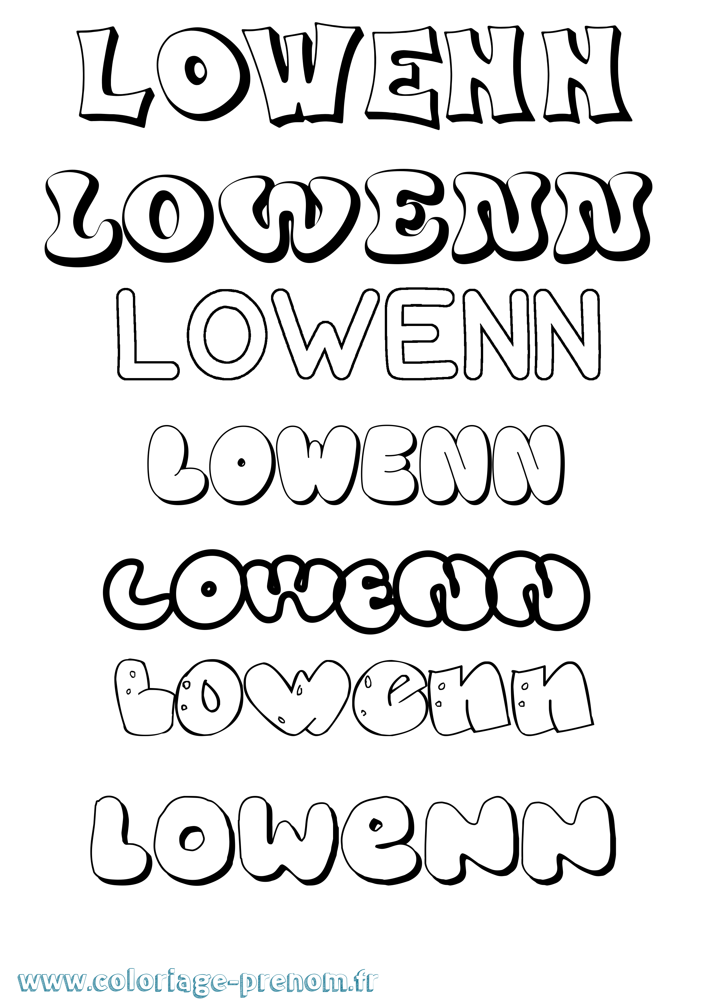 Coloriage Lowenn Bubble Coloriage prénom Lowenn Bubble