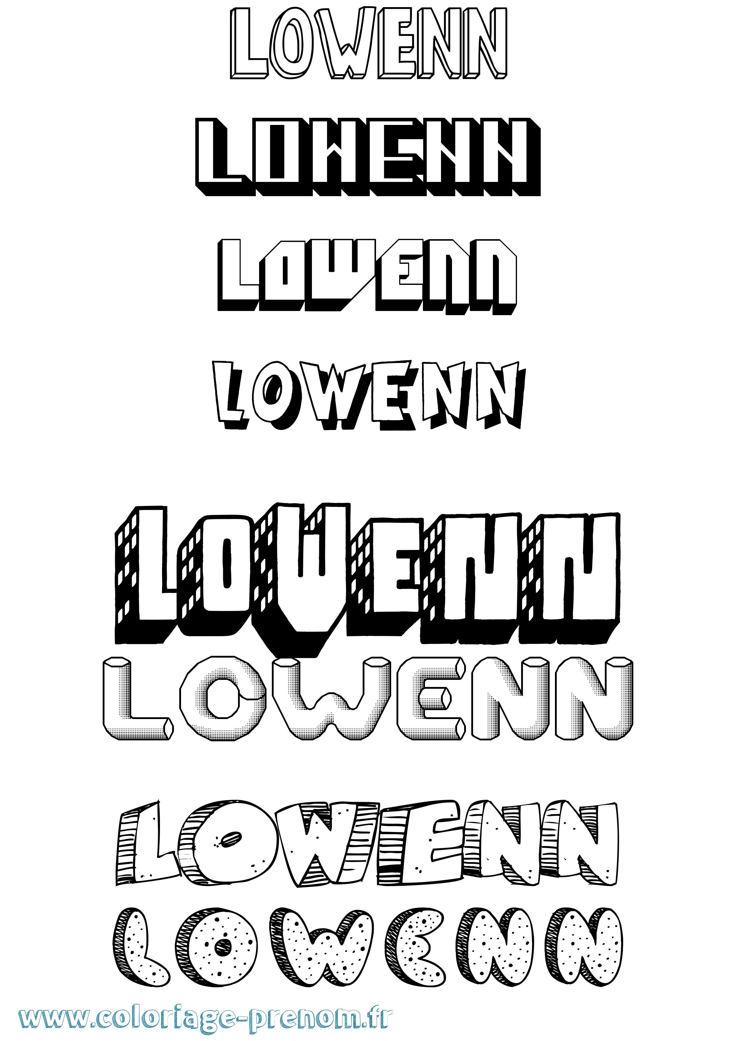 Coloriage Lowenn Effet 3D Coloriage prénom Lowenn Effet 3D