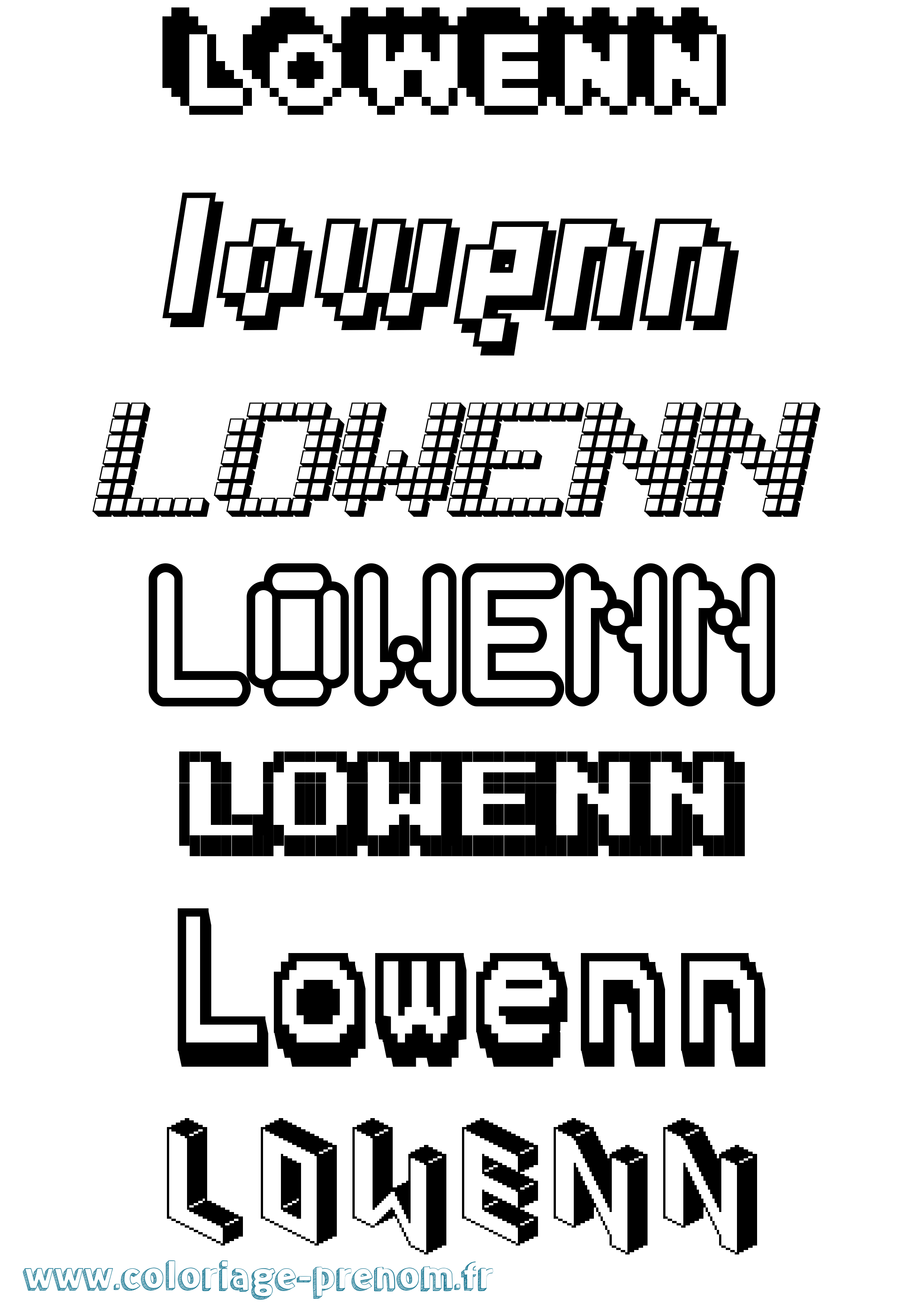 Coloriage Lowenn Pixel Coloriage prénom Lowenn Pixel