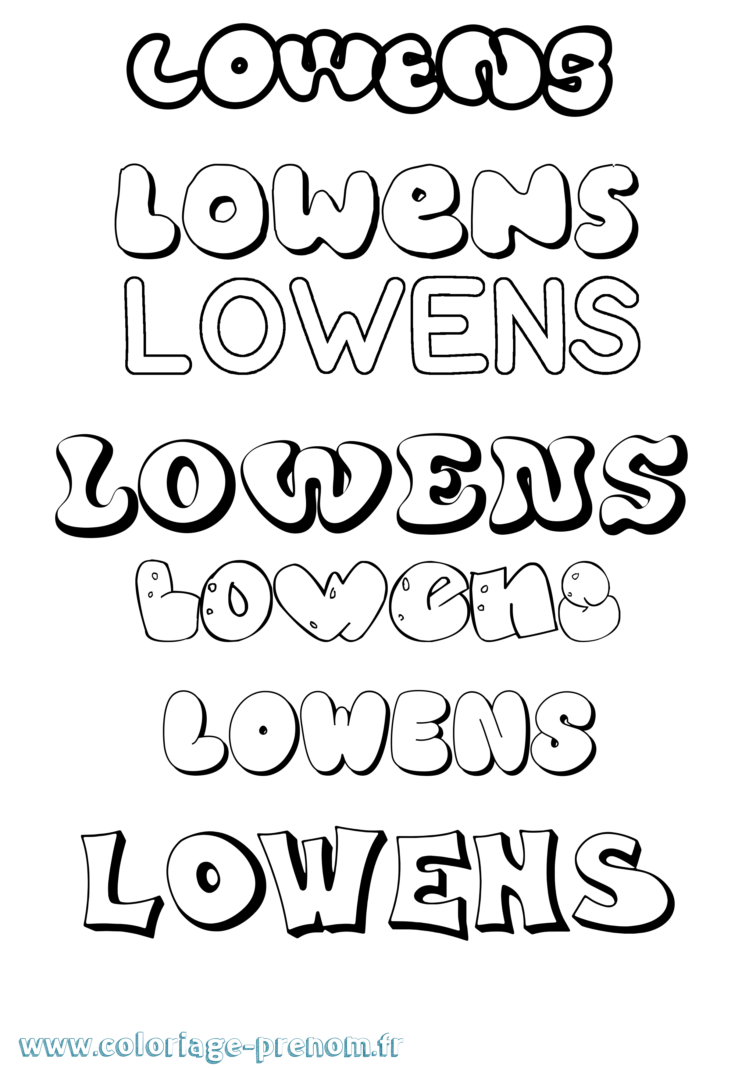Coloriage Lowens Bubble Coloriage prénom Lowens Bubble