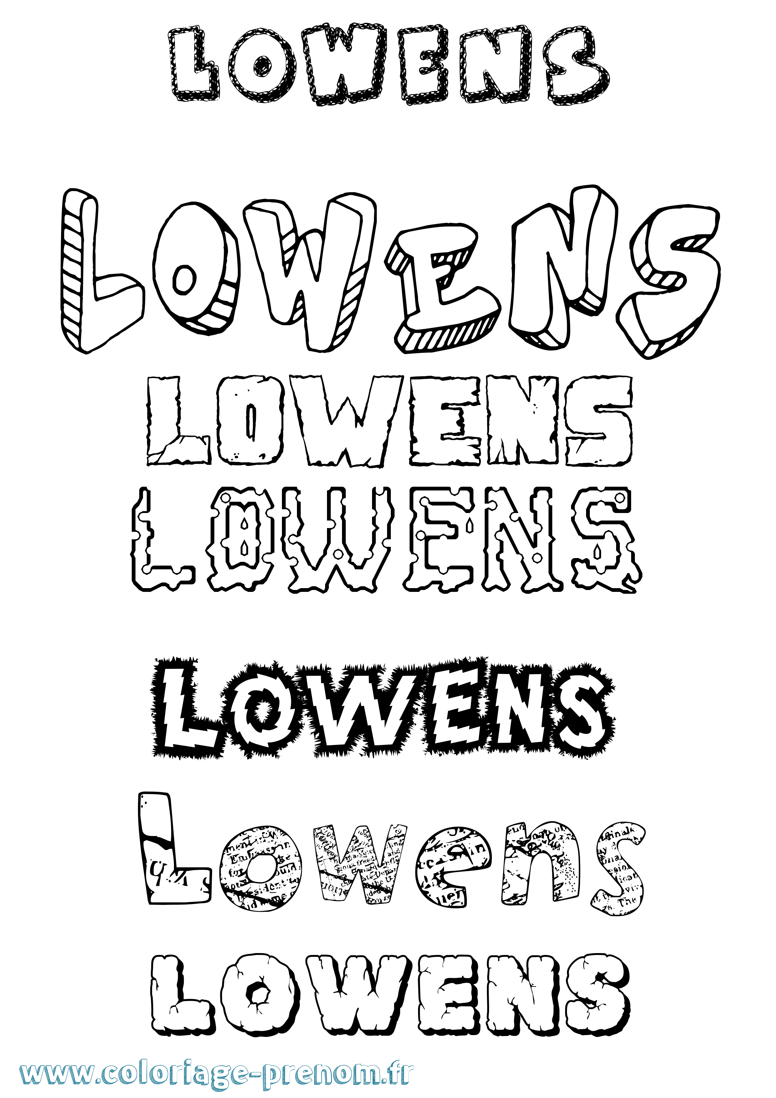 Coloriage Lowens Destructuré Coloriage prénom Lowens Destructuré