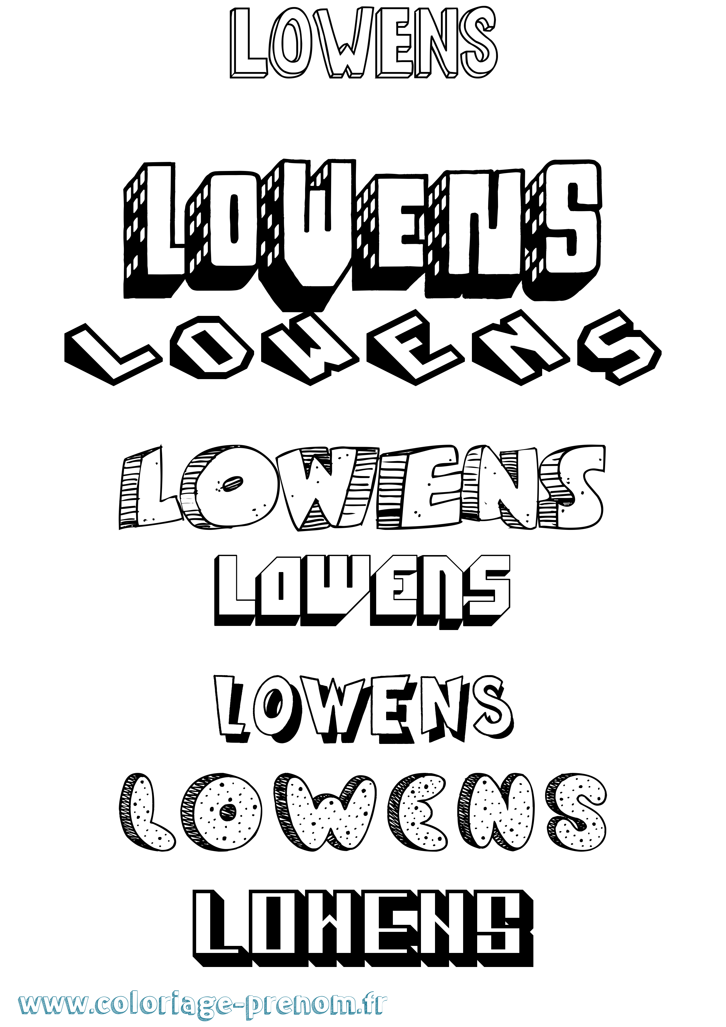 Coloriage Lowens Effet 3D Coloriage prénom Lowens Effet 3D