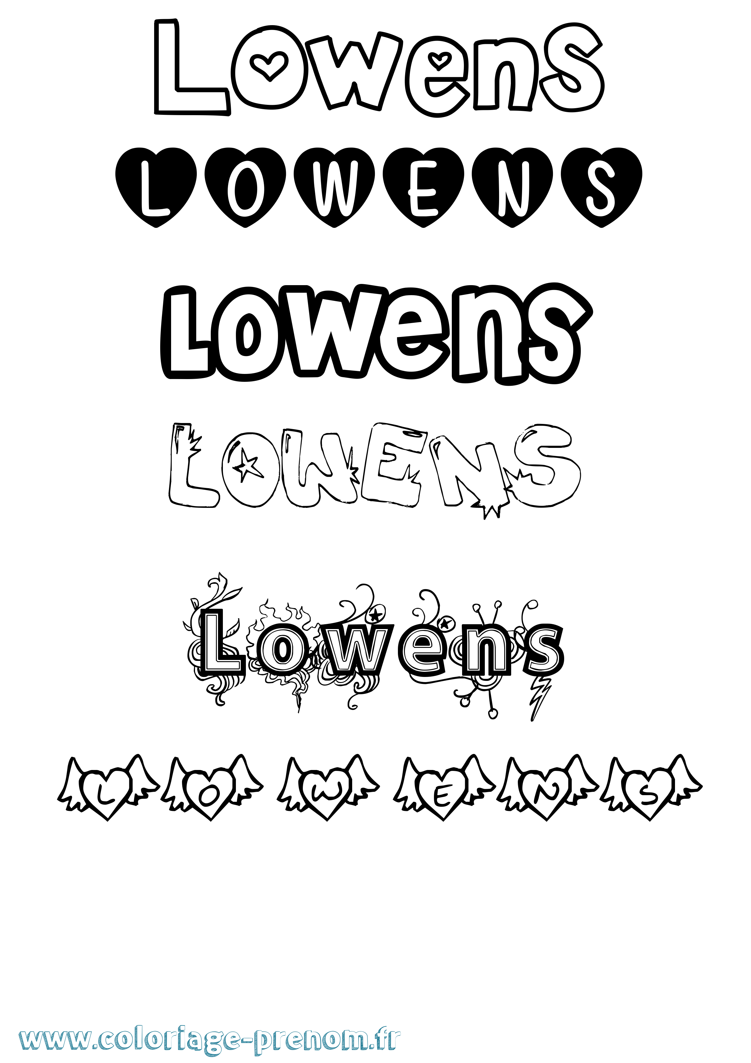 Coloriage Lowens Girly Coloriage prénom Lowens Girly
