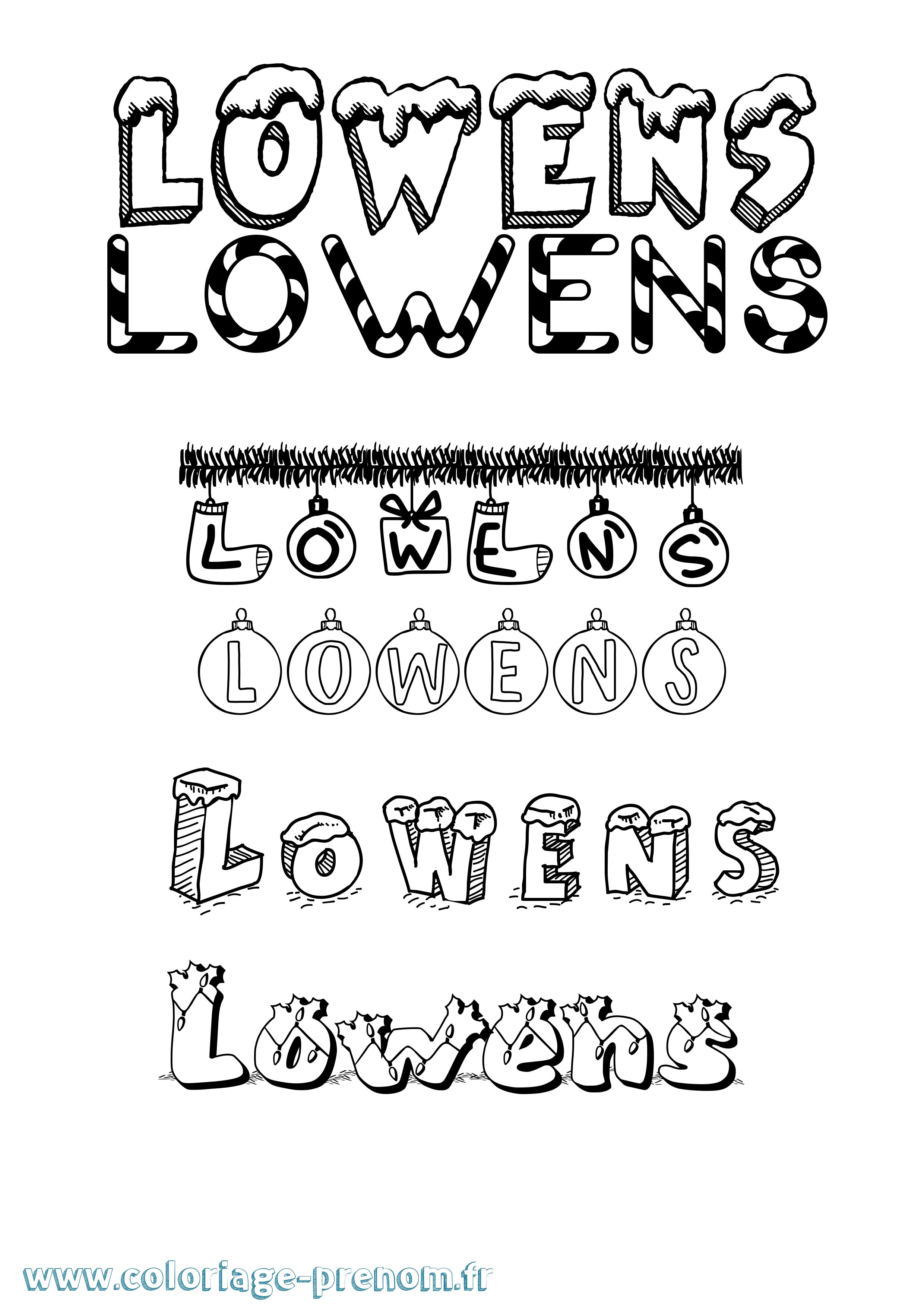 Coloriage Lowens Noël Coloriage prénom Lowens Noël