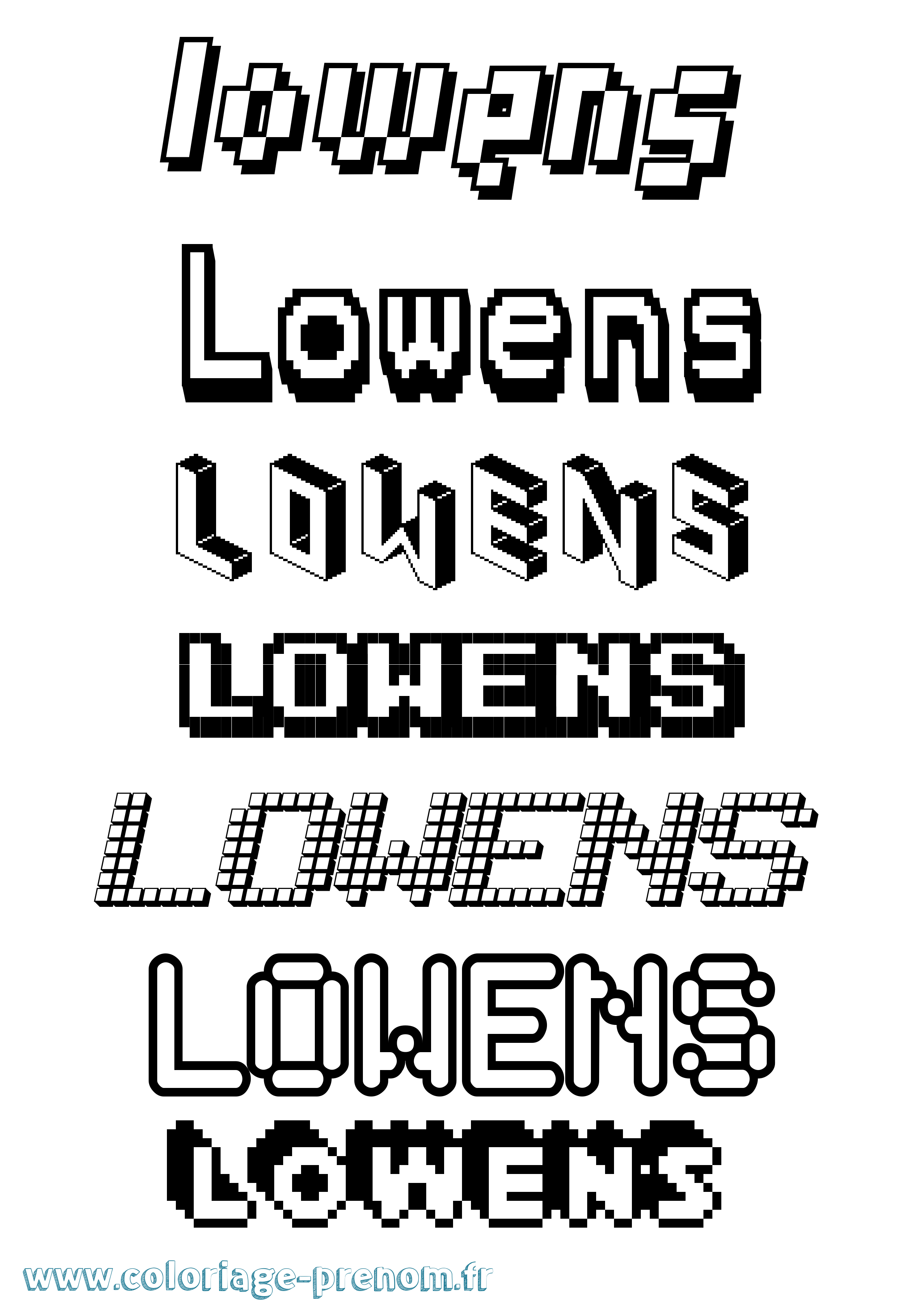 Coloriage Lowens Pixel Coloriage prénom Lowens Pixel