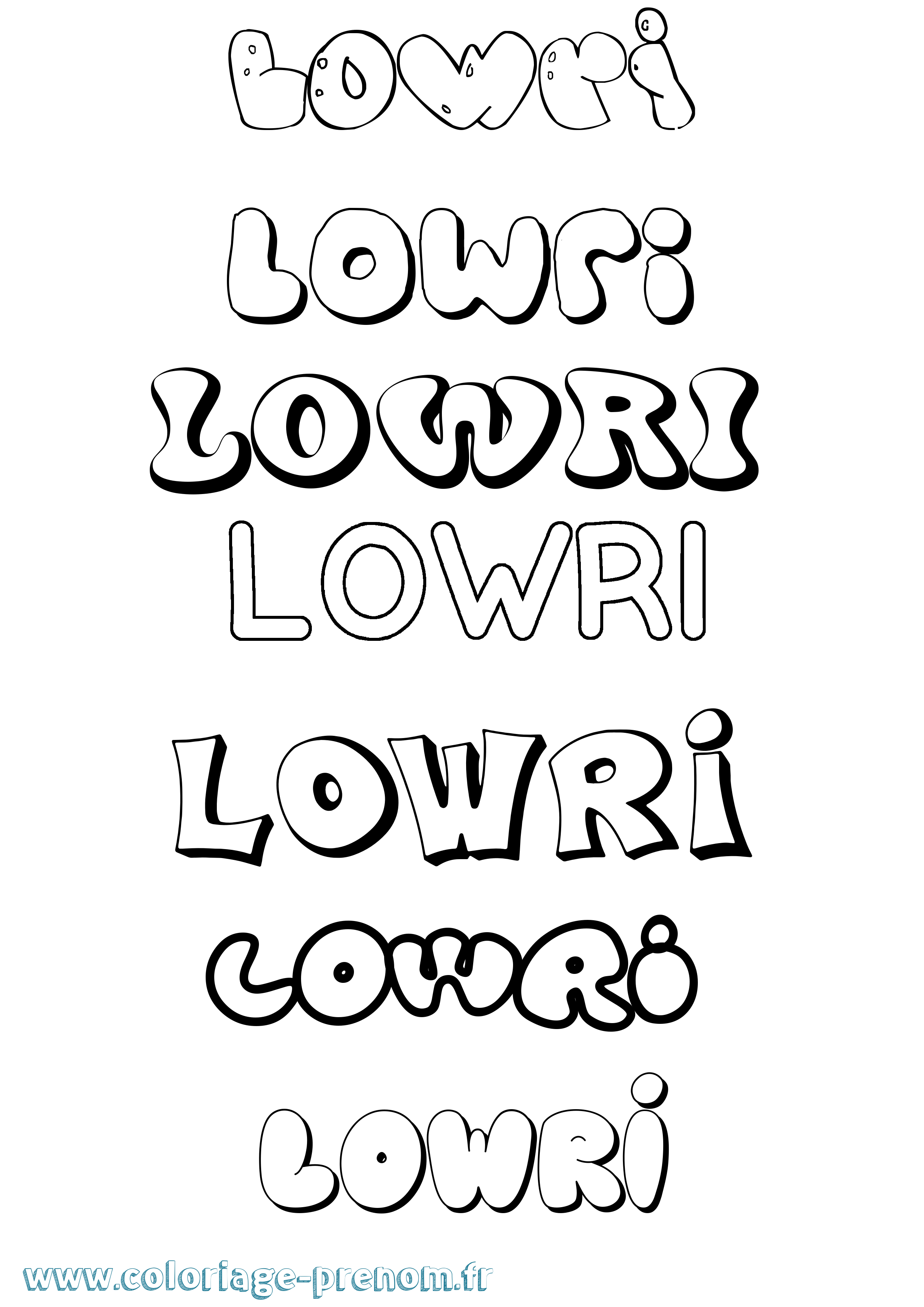 Coloriage Lowri Bubble Coloriage prénom Lowri Bubble