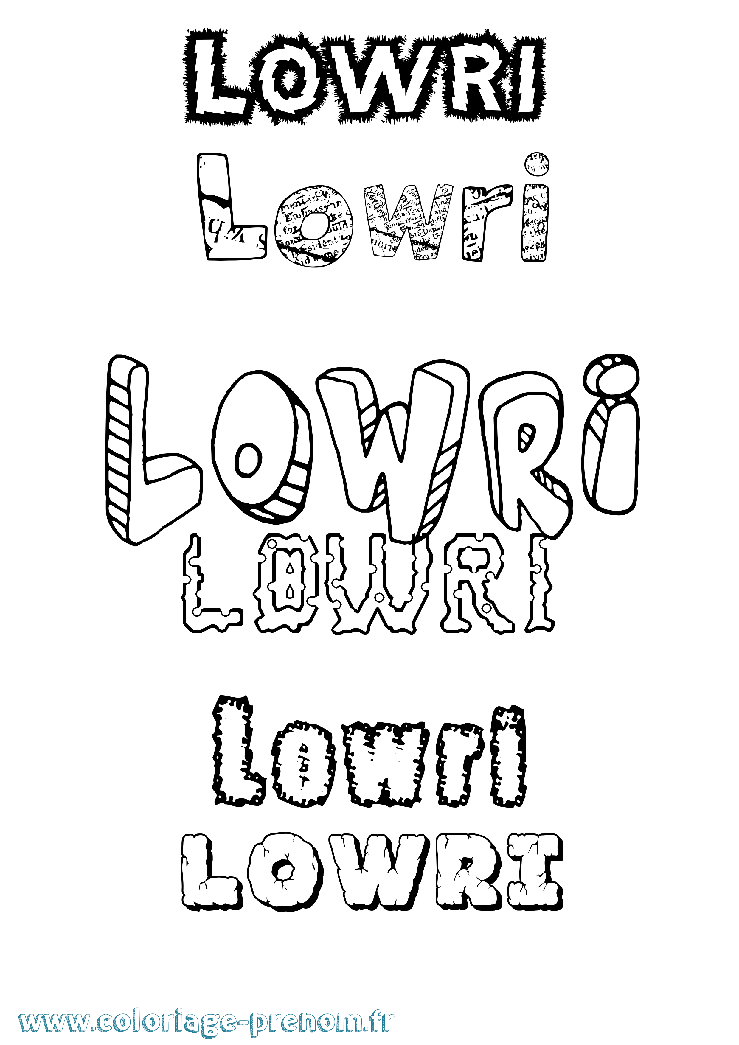 Coloriage Lowri Destructuré Coloriage prénom Lowri Destructuré