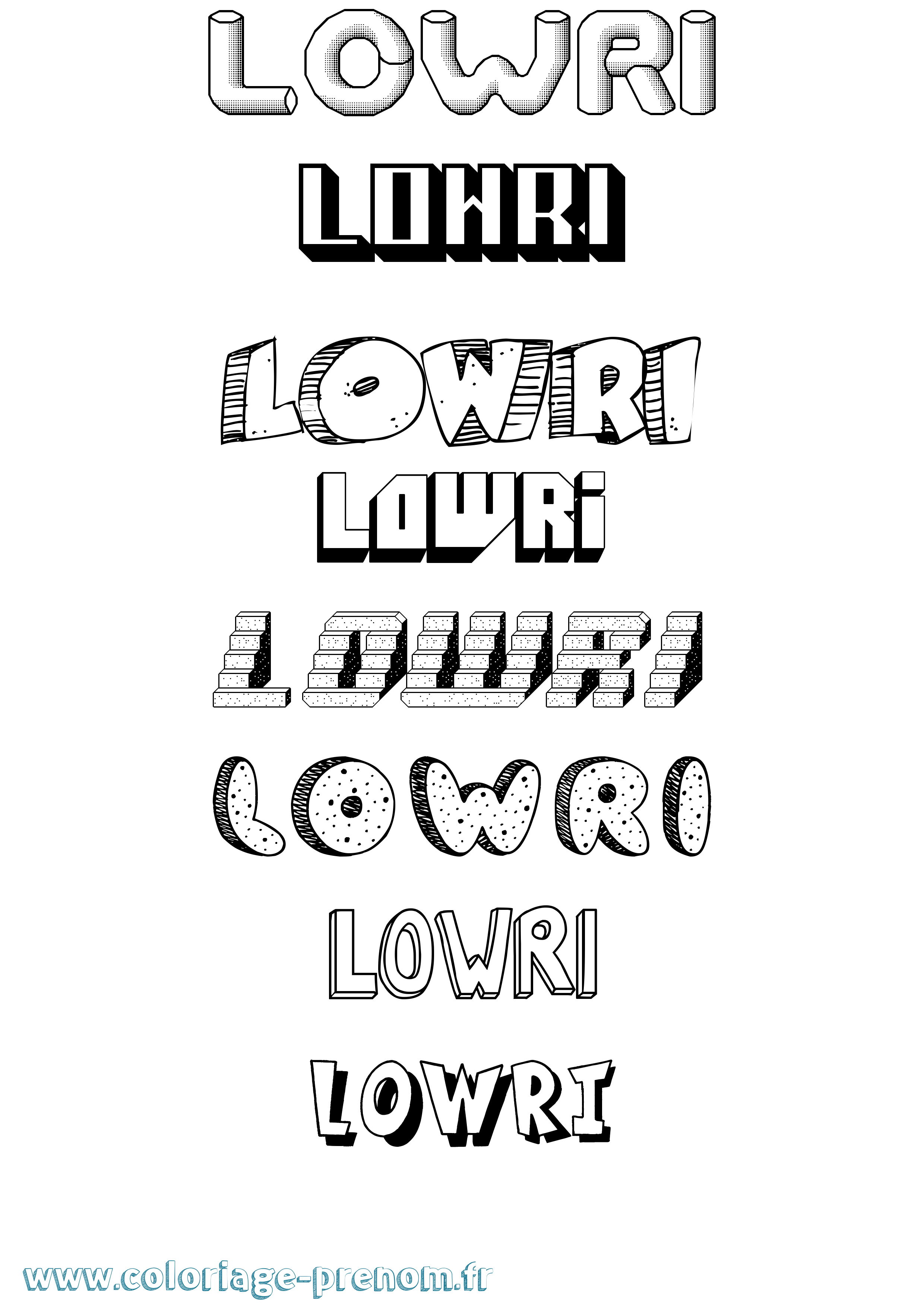 Coloriage Lowri Effet 3D Coloriage prénom Lowri Effet 3D