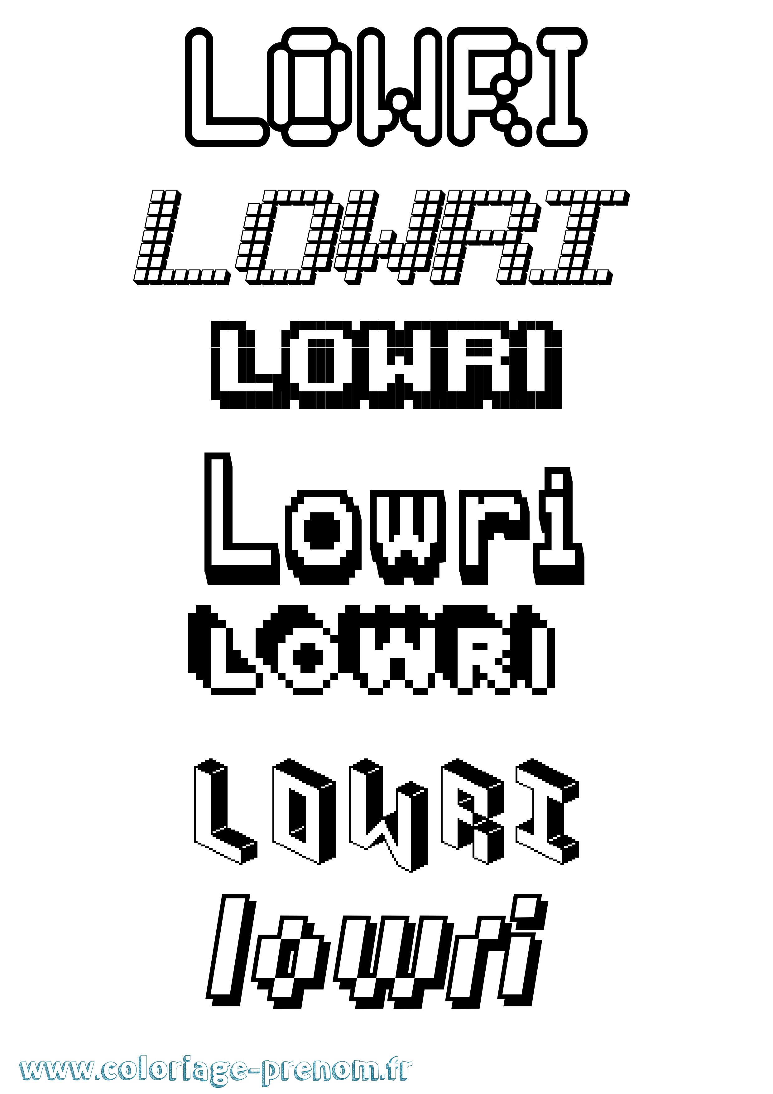 Coloriage Lowri Pixel Coloriage prénom Lowri Pixel