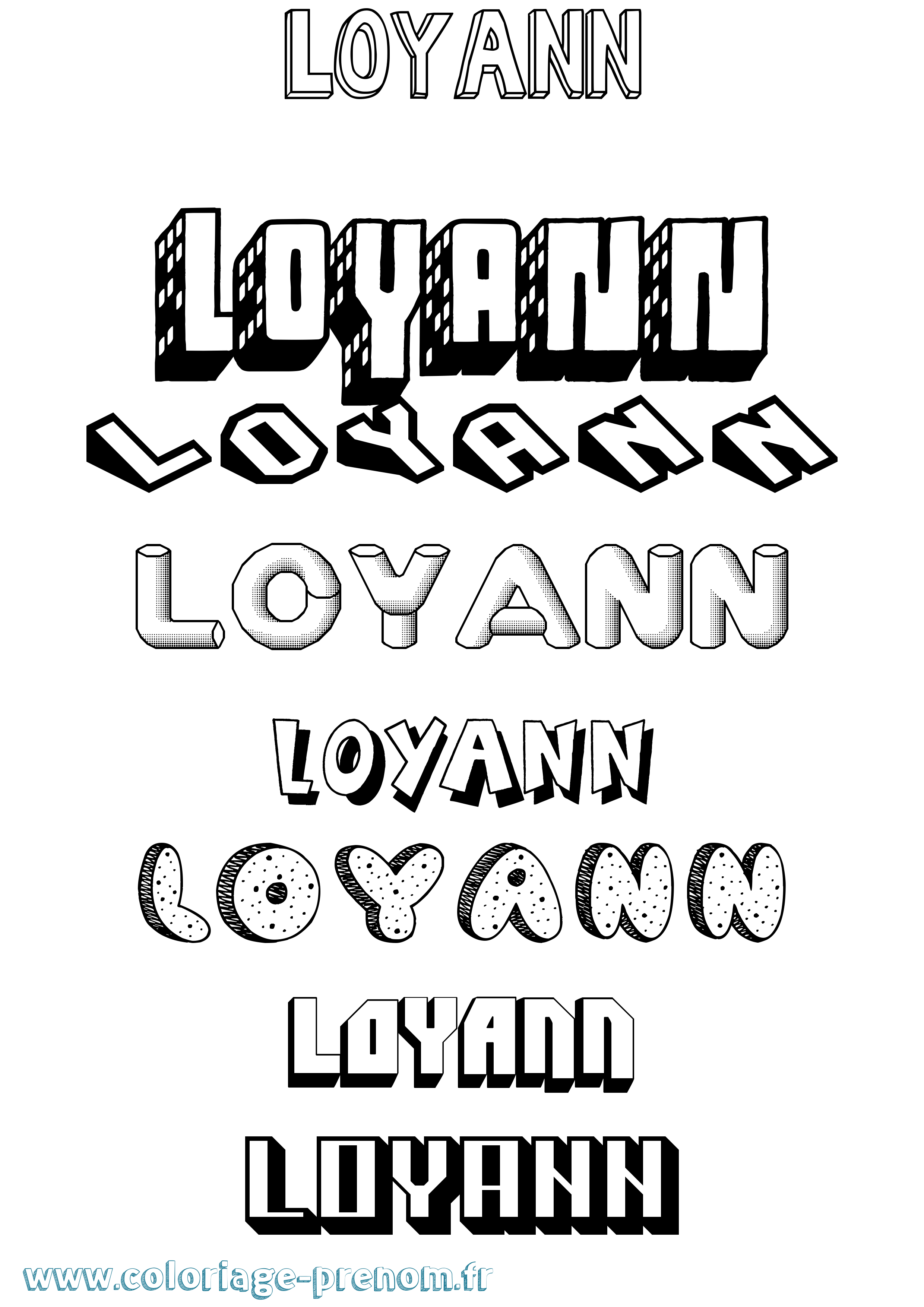 Coloriage Loyann Effet 3D Coloriage prénom Loyann Effet 3D