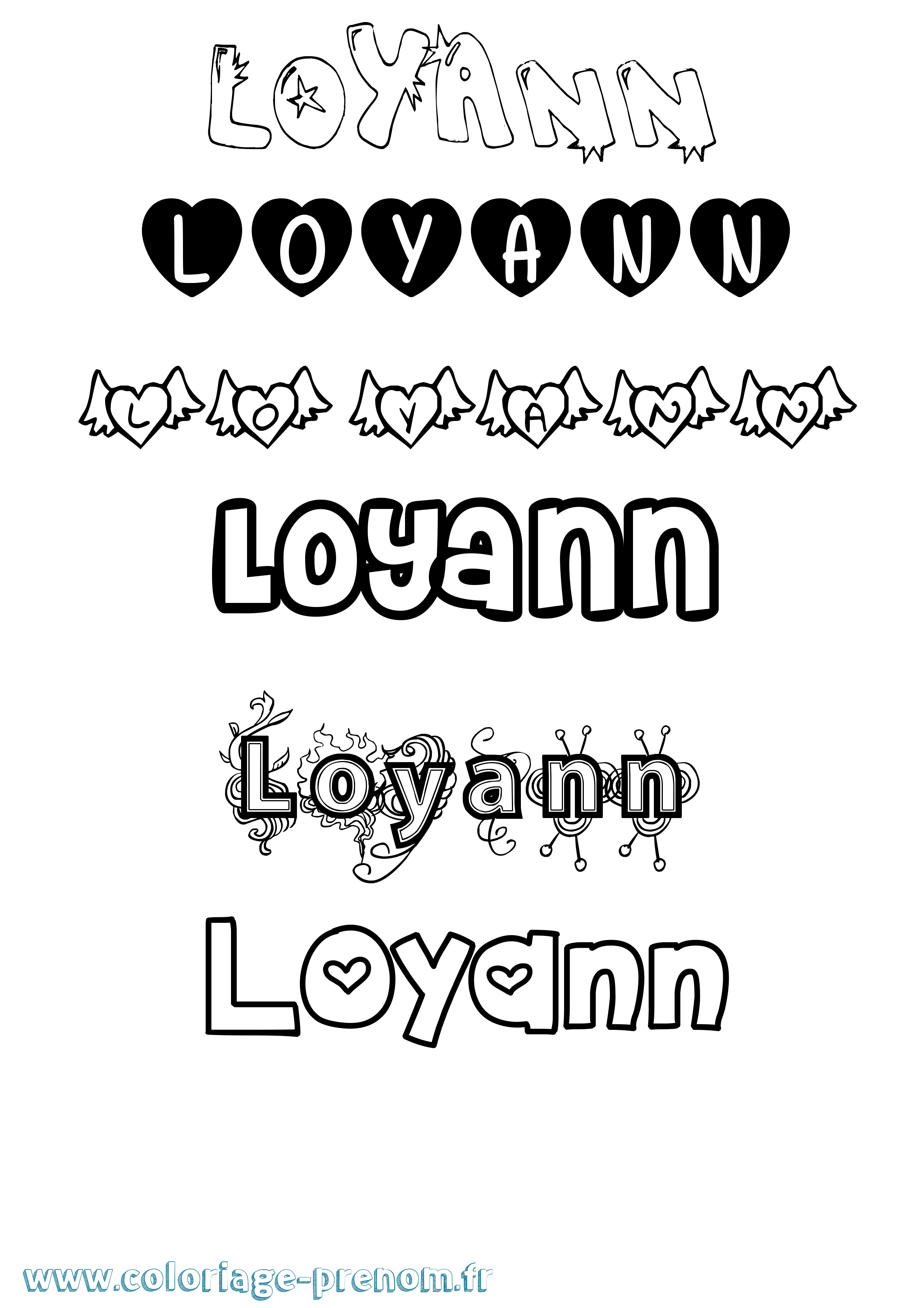 Coloriage Loyann Girly Coloriage prénom Loyann Girly