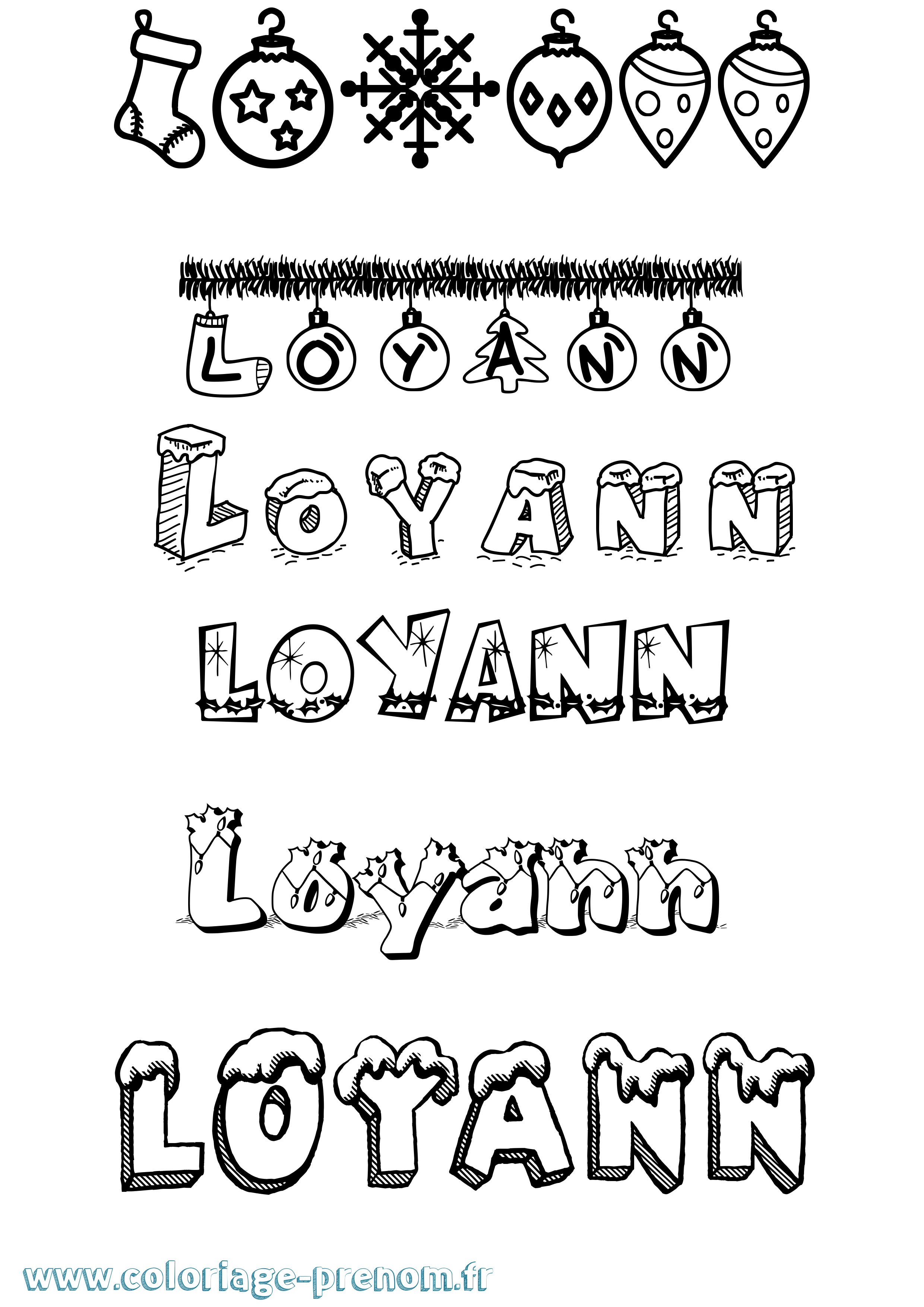 Coloriage Loyann Noël Coloriage prénom Loyann Noël